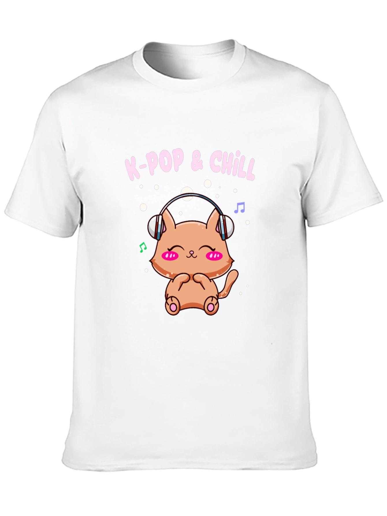 K-Pop & Chill T-Shirt Cute Cat Wearing Headphones