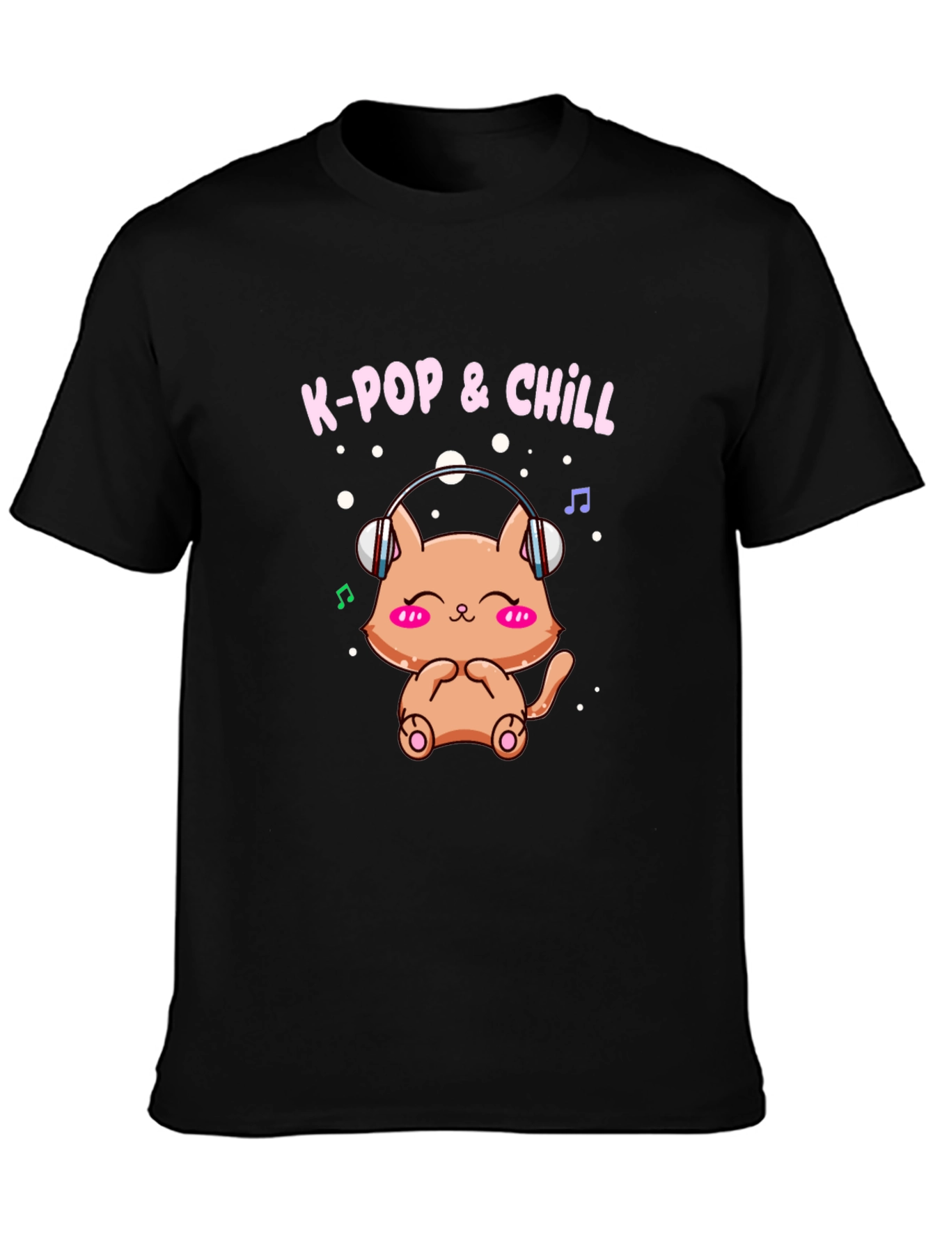 K-Pop & Chill T-Shirt Cute Cat Wearing Headphones