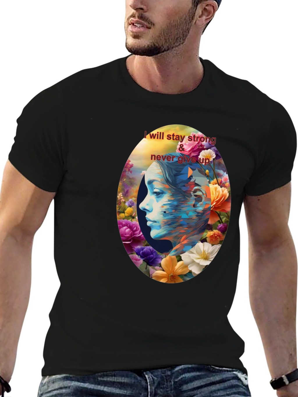 Floral Woman Graphic Tee - Stay Strong