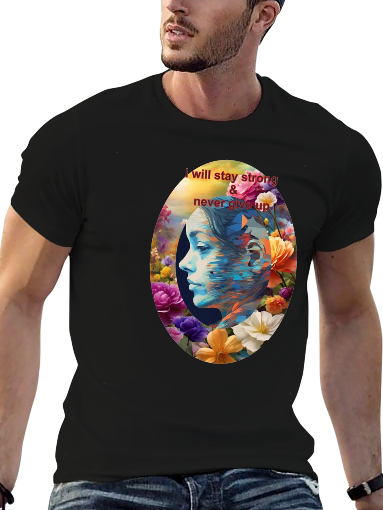 Floral Woman Graphic Tee - Stay Strong