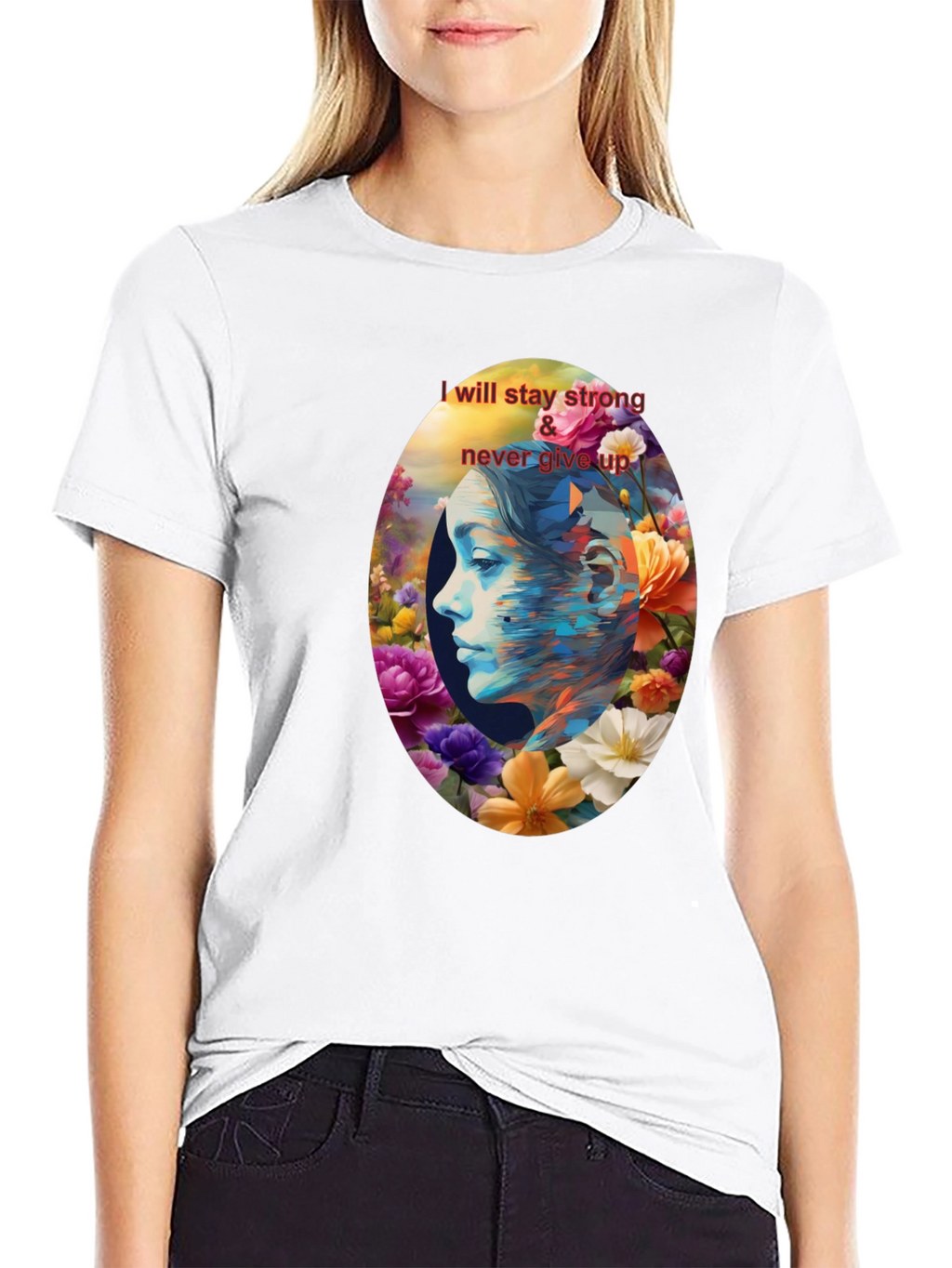 Floral Woman Graphic Tee - Stay Strong
