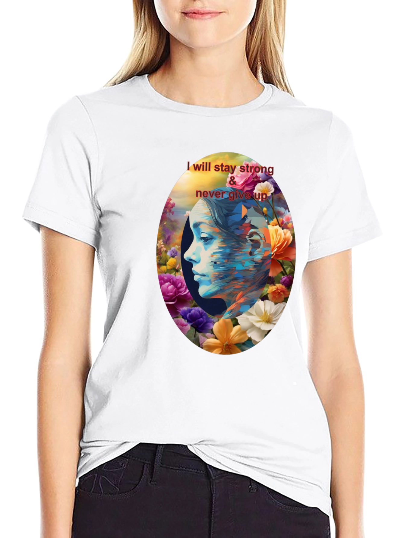 Floral Woman Graphic Tee - Stay Strong