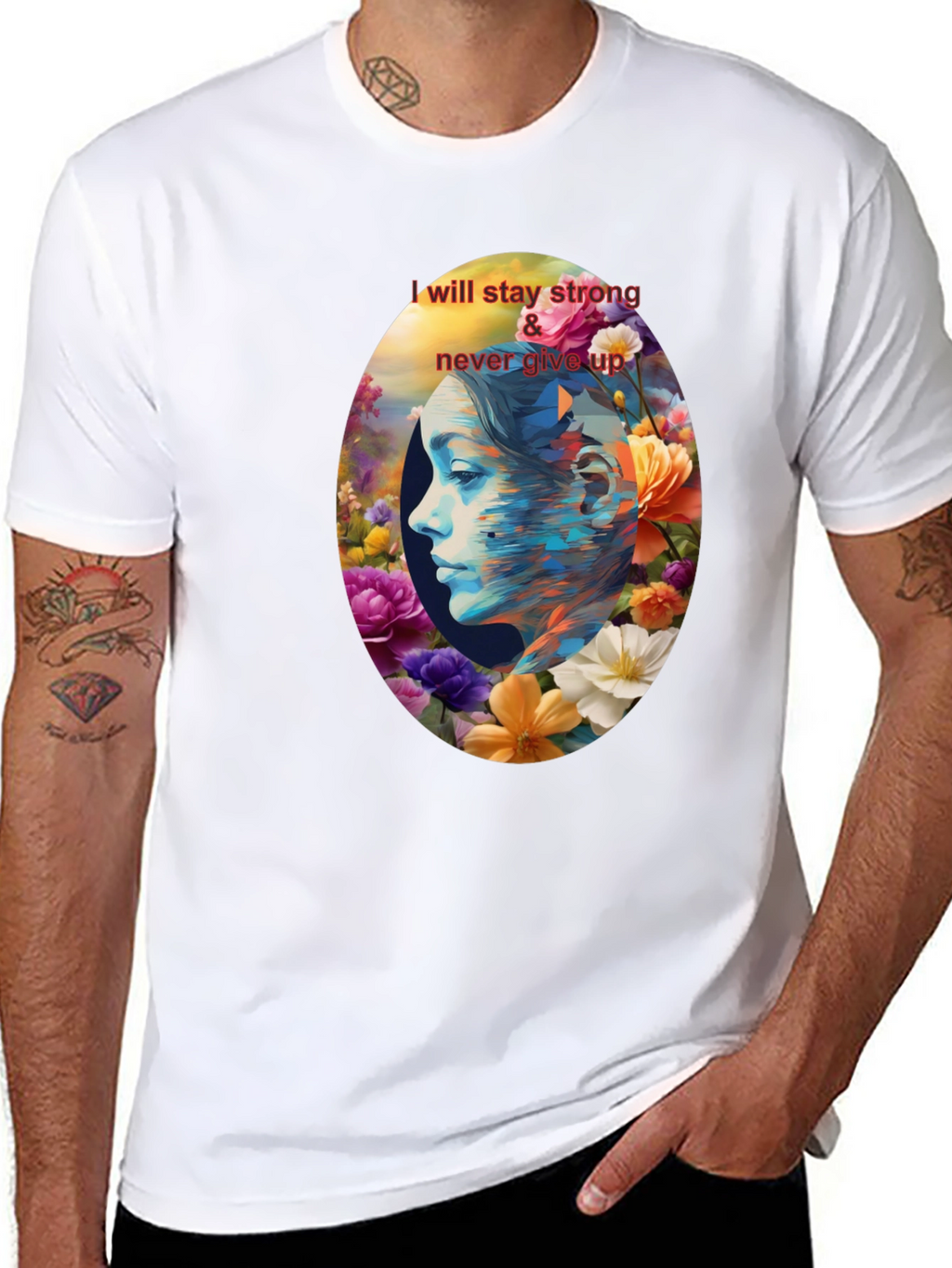 Floral Woman Graphic Tee - Stay Strong