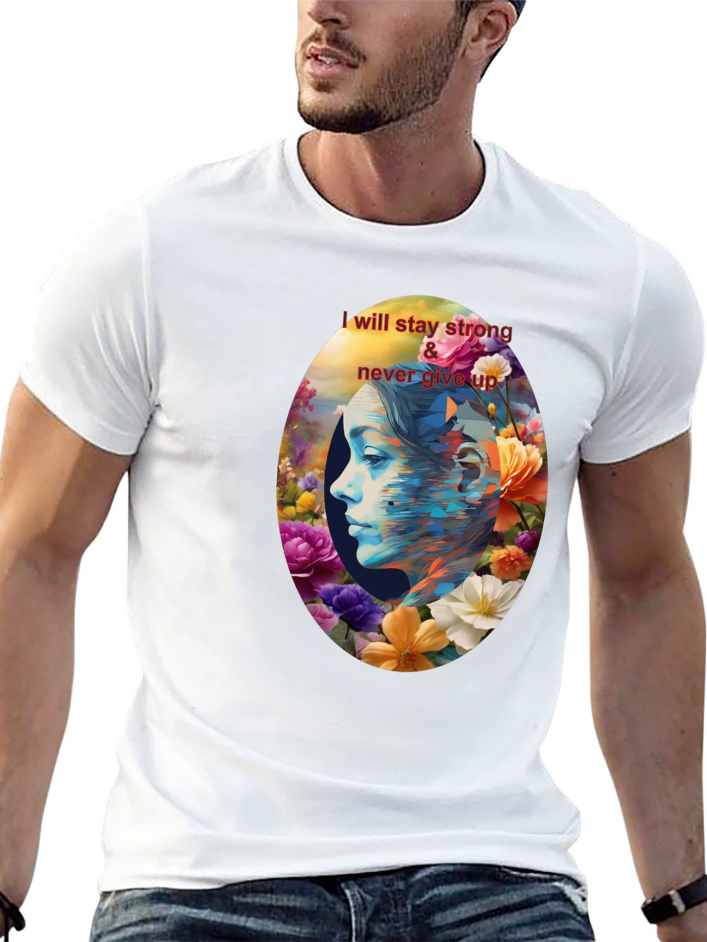 Floral Woman Graphic Tee - Stay Strong
