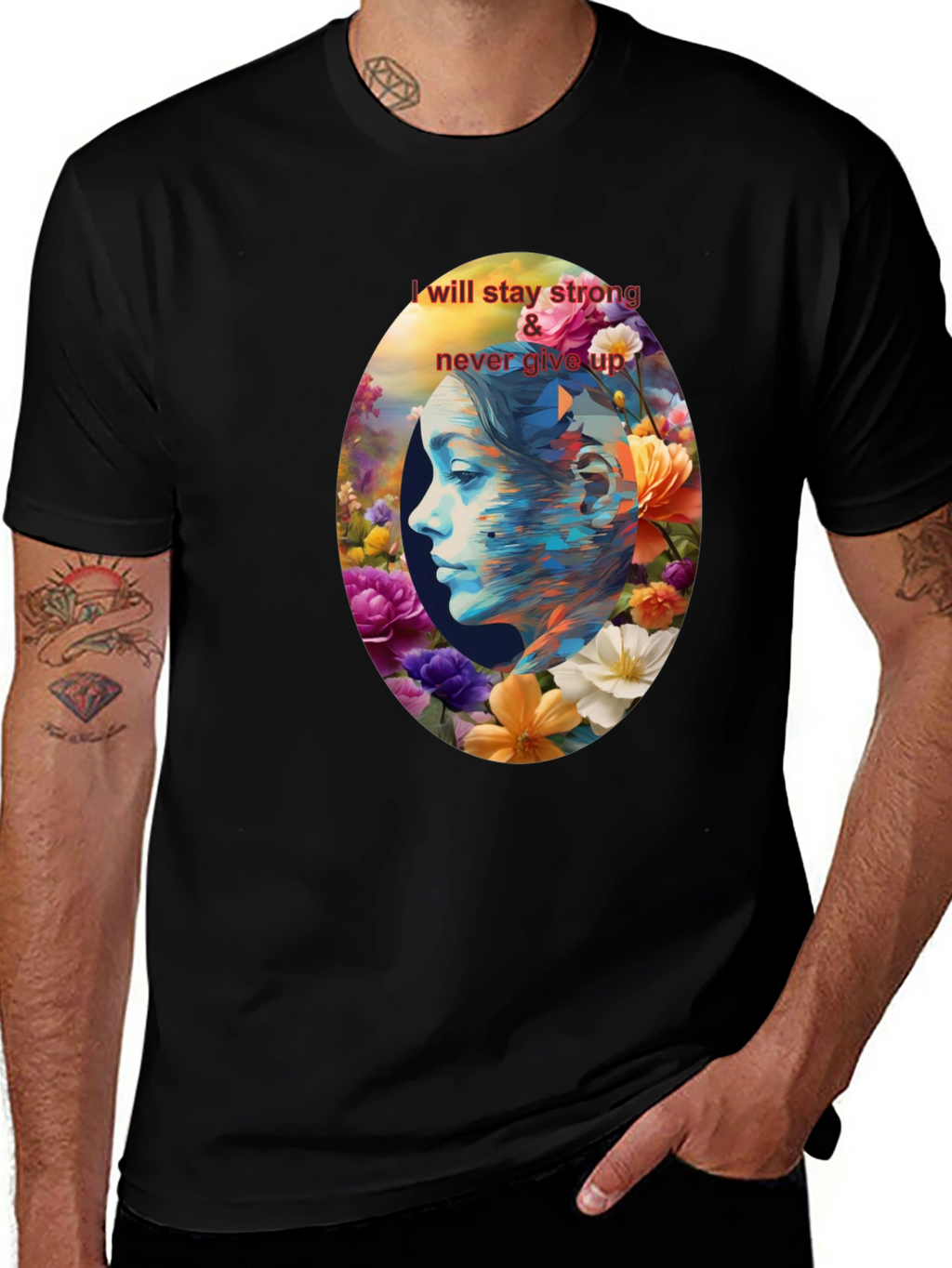 Floral Woman Graphic Tee - Stay Strong