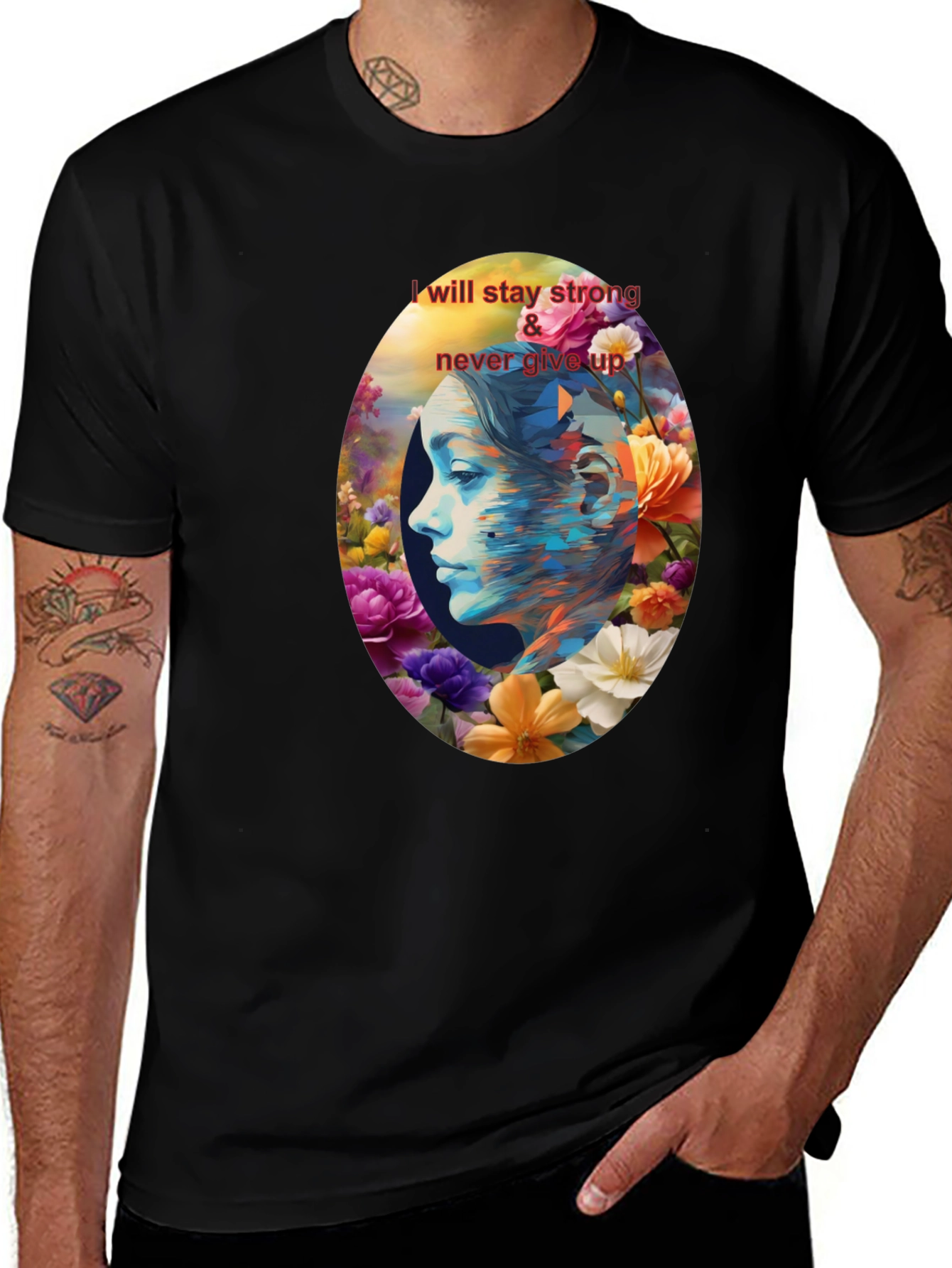 Floral Woman Graphic Tee - Stay Strong