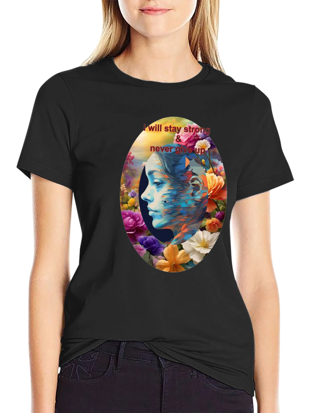 Floral Woman Graphic Tee - Stay Strong
