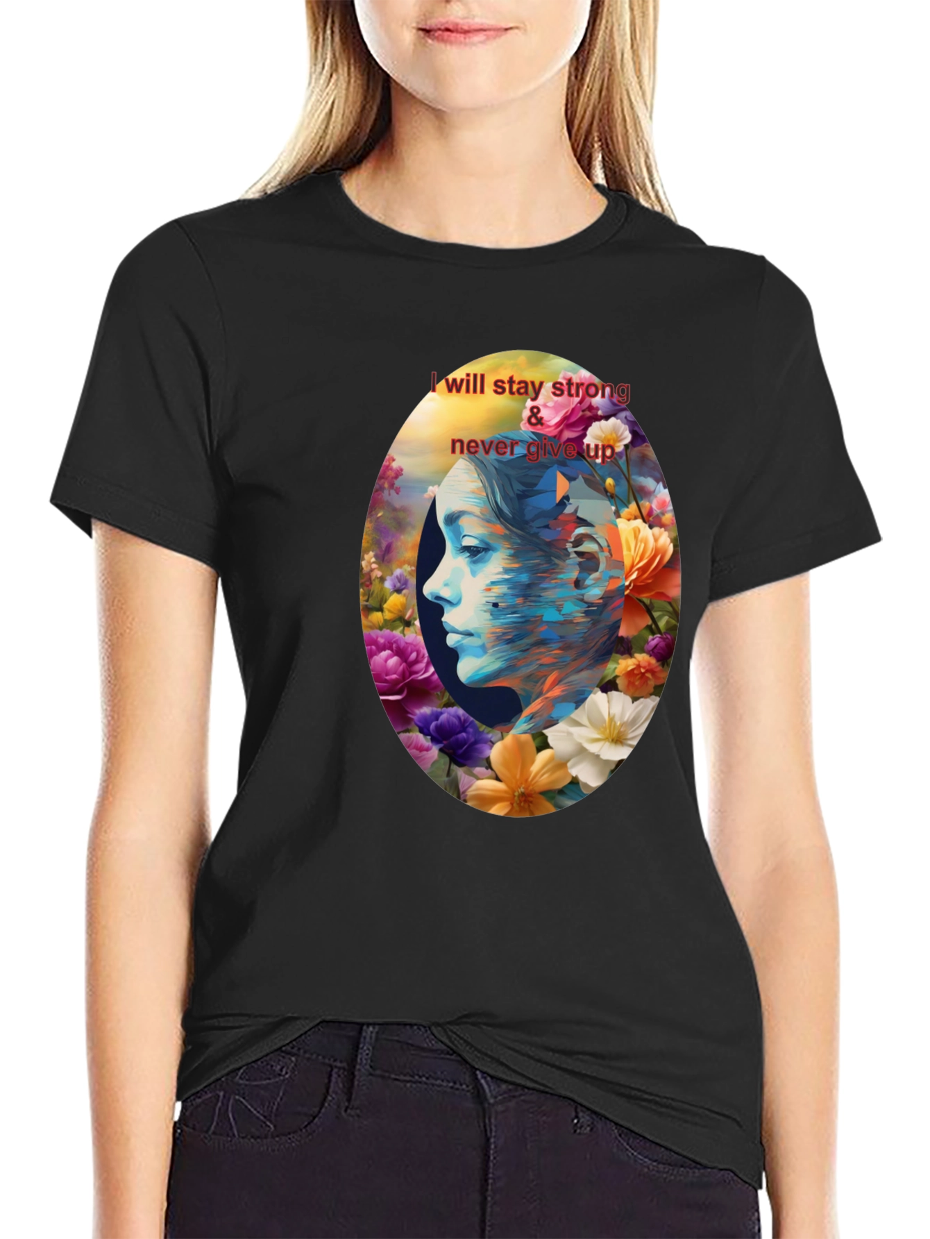 Floral Woman Graphic Tee - Stay Strong