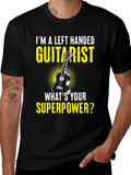 Left Handed Guitarist Superpower Graphic T-Shirt