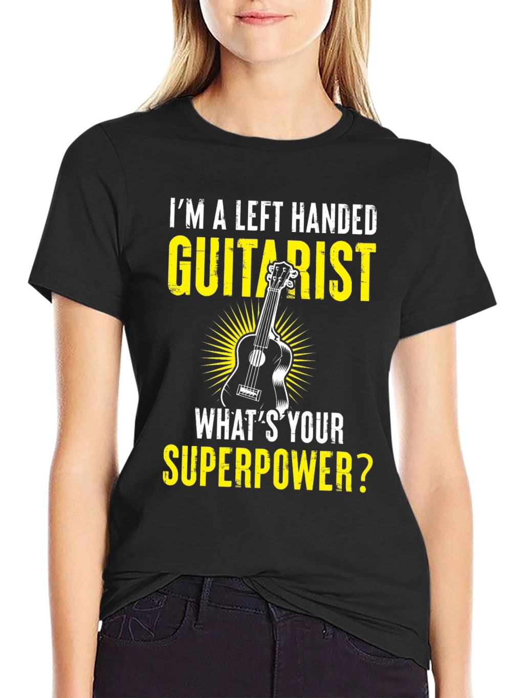 Left Handed Guitarist Superpower Graphic T-Shirt
