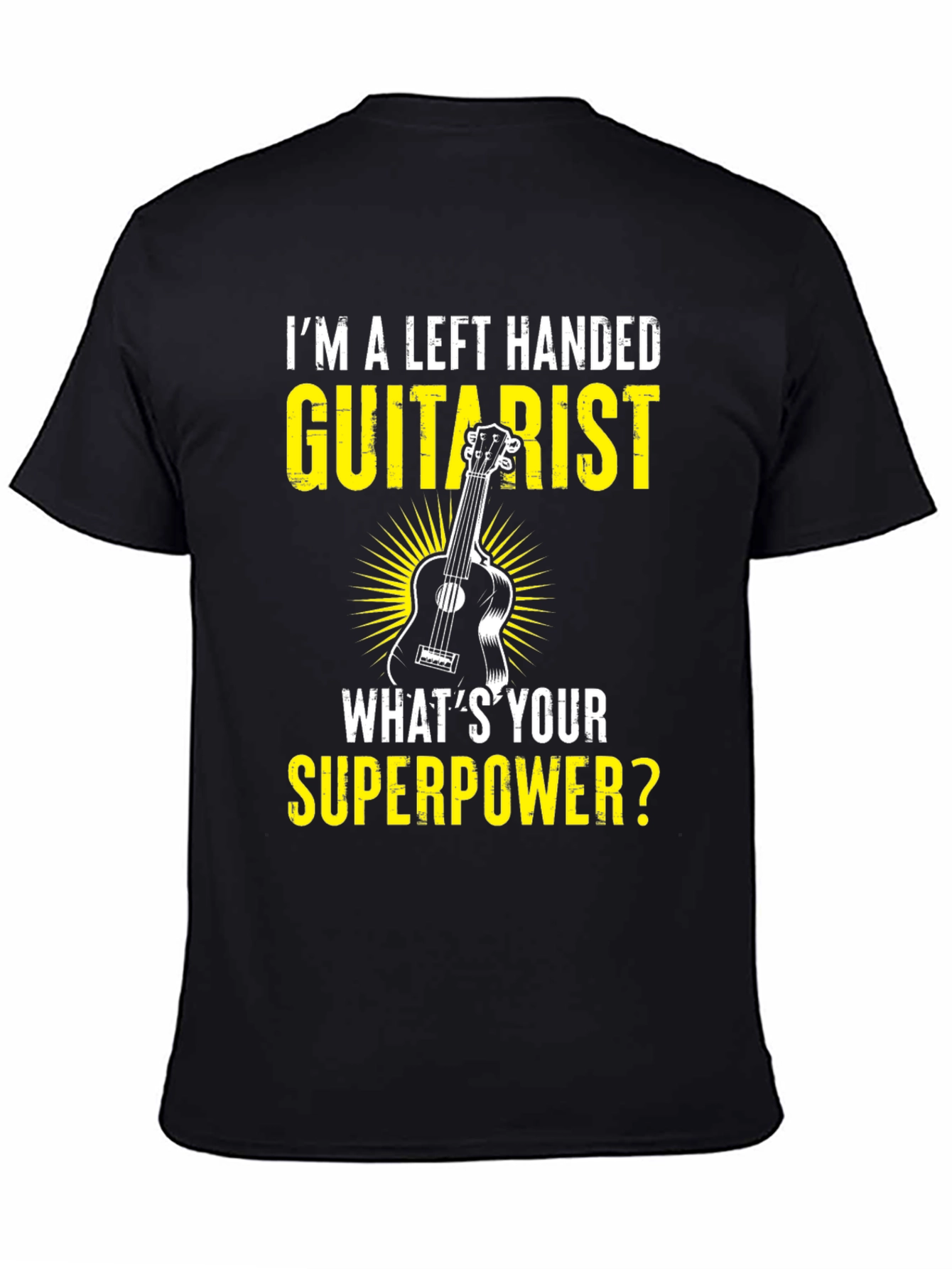 Left Handed Guitarist Superpower Graphic T-Shirt
