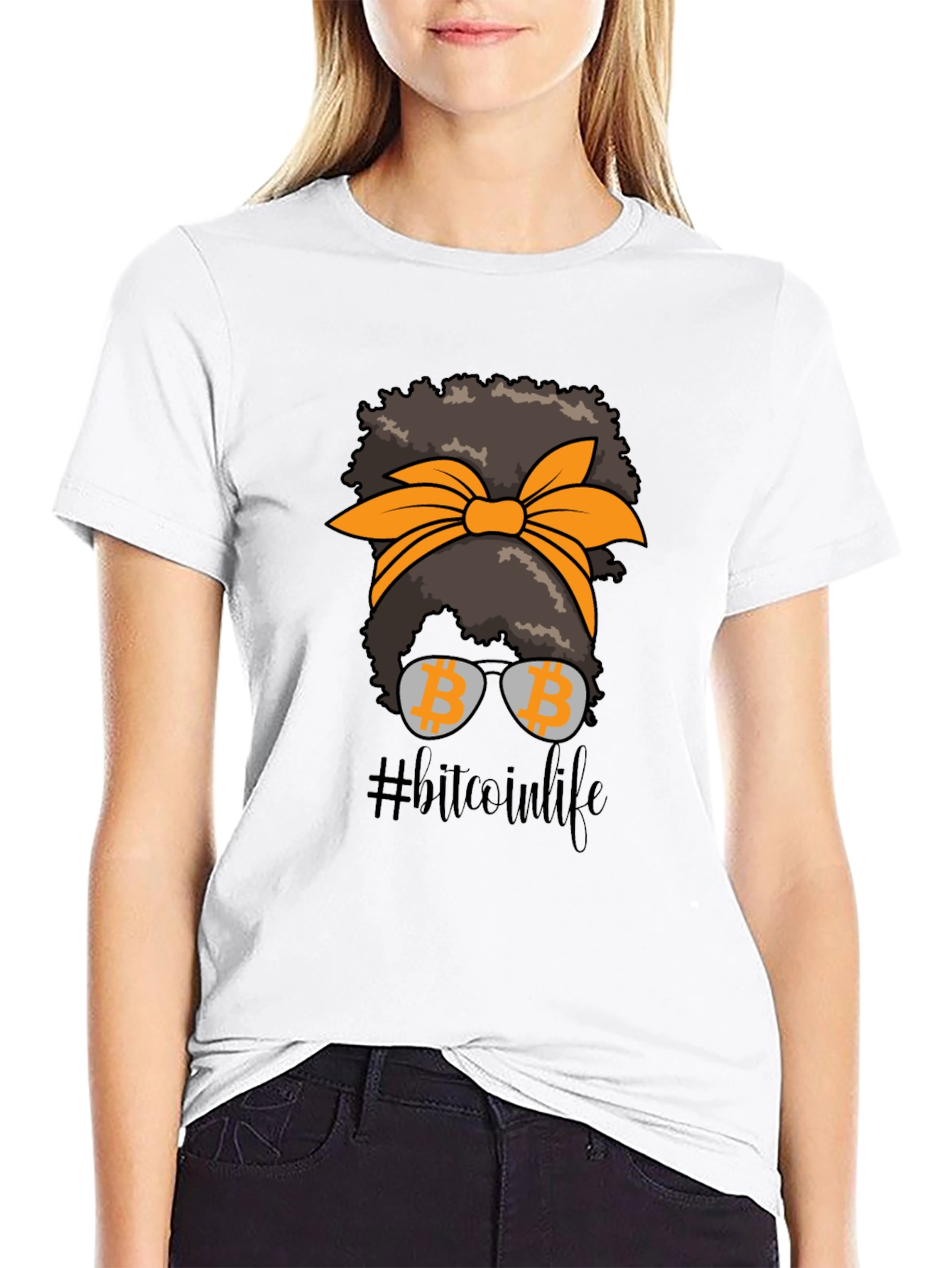 Bitcoin Life Messy Bun T-Shirt Crypto Tee