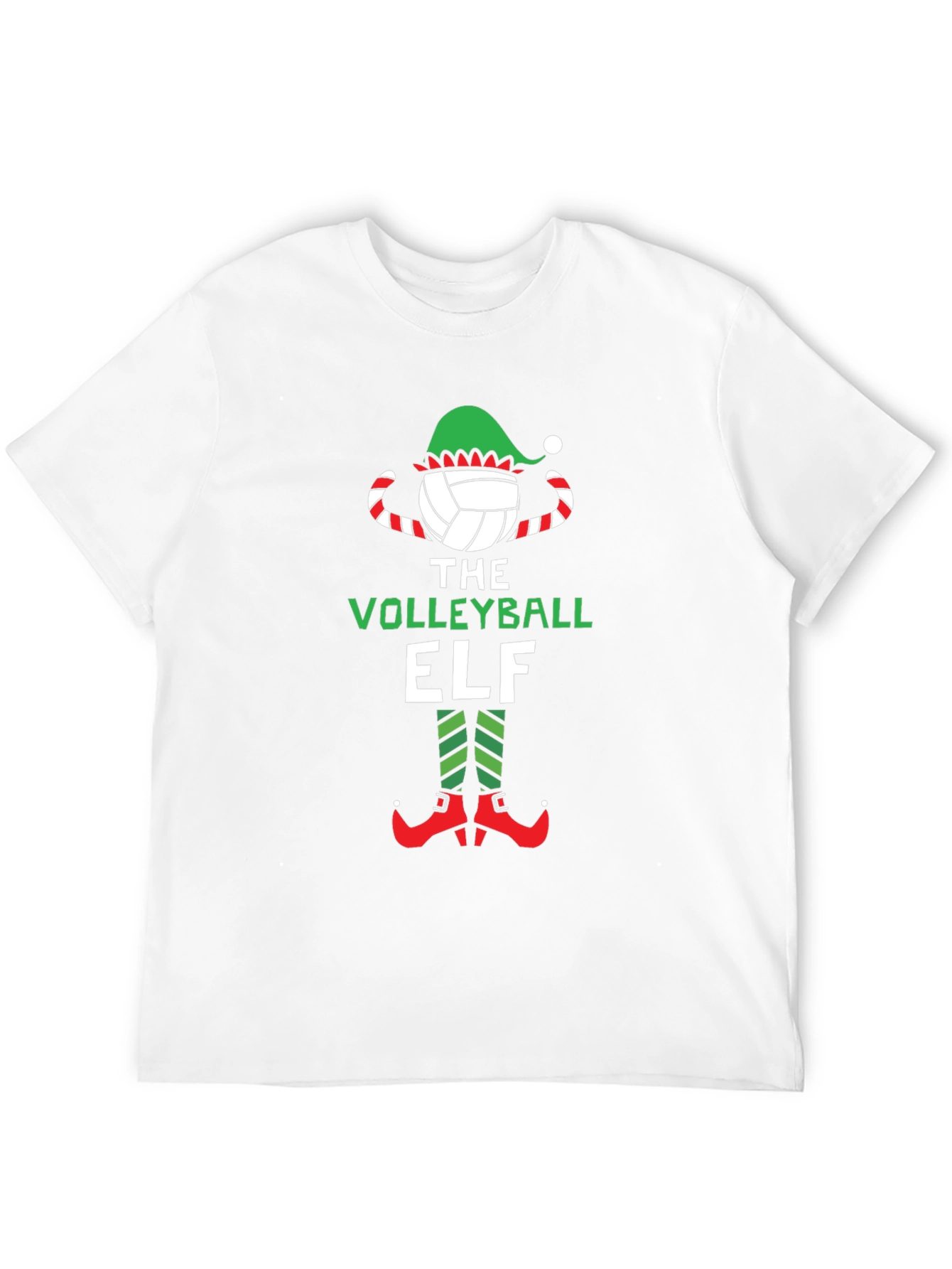 Volleyball Elf Graphic Tee - Christmas Holiday Shirt