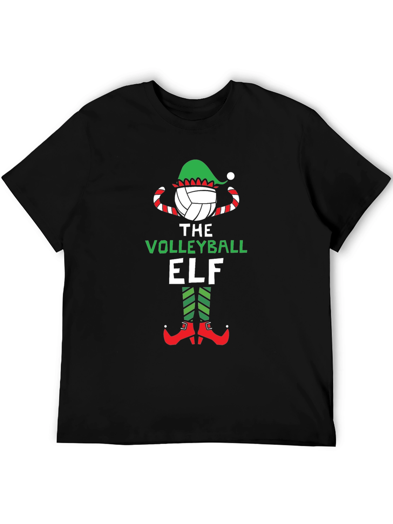 Volleyball Elf Graphic Tee - Christmas Holiday Shirt
