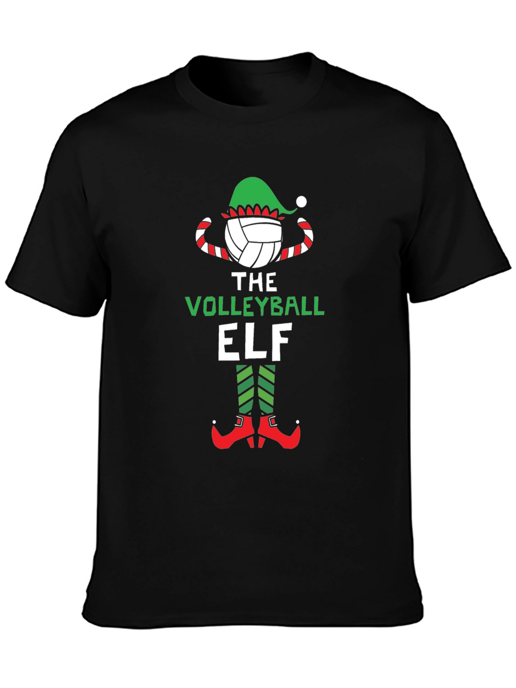 Volleyball Elf Graphic Tee - Christmas Holiday Shirt