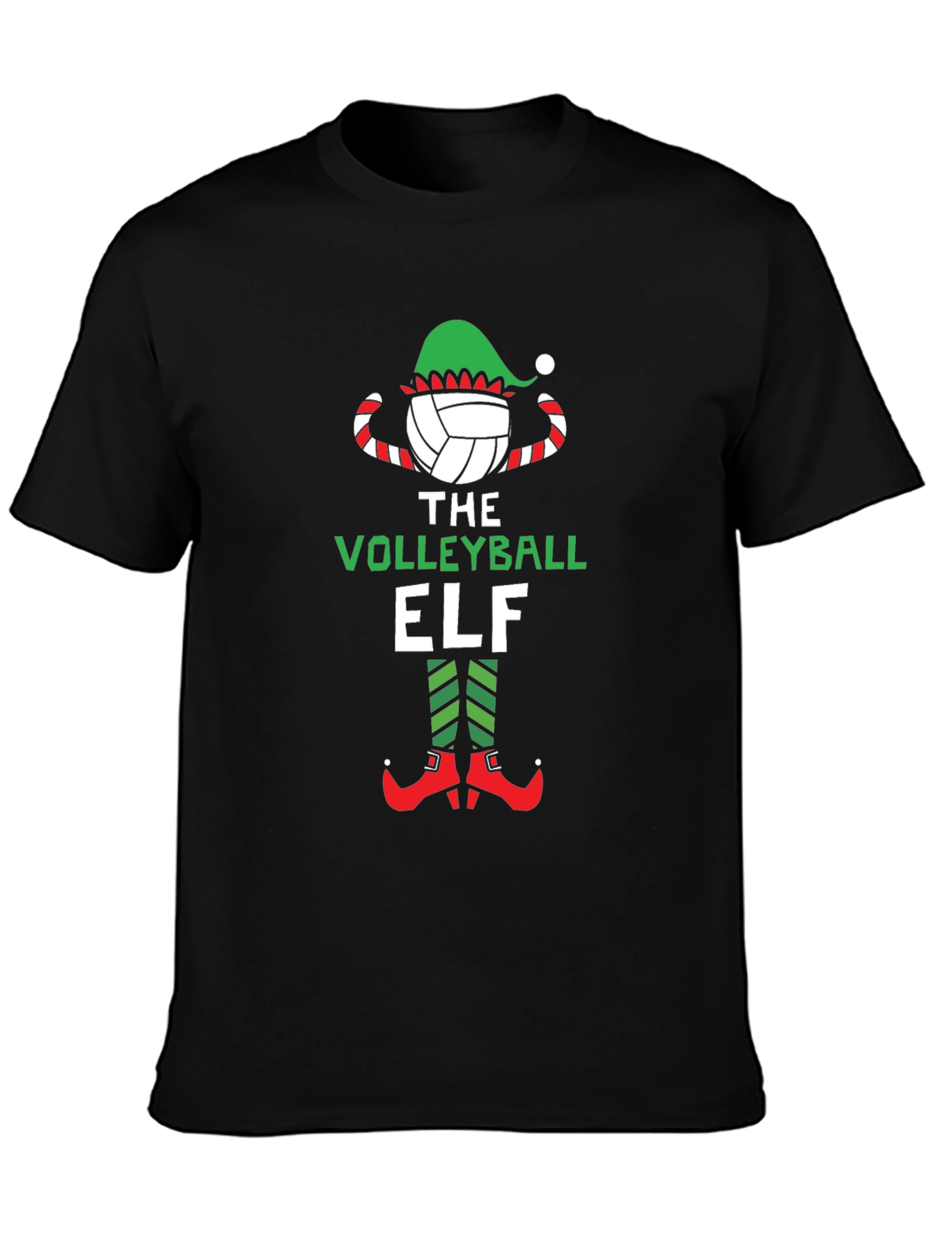 Volleyball Elf Graphic Tee - Christmas Holiday Shirt