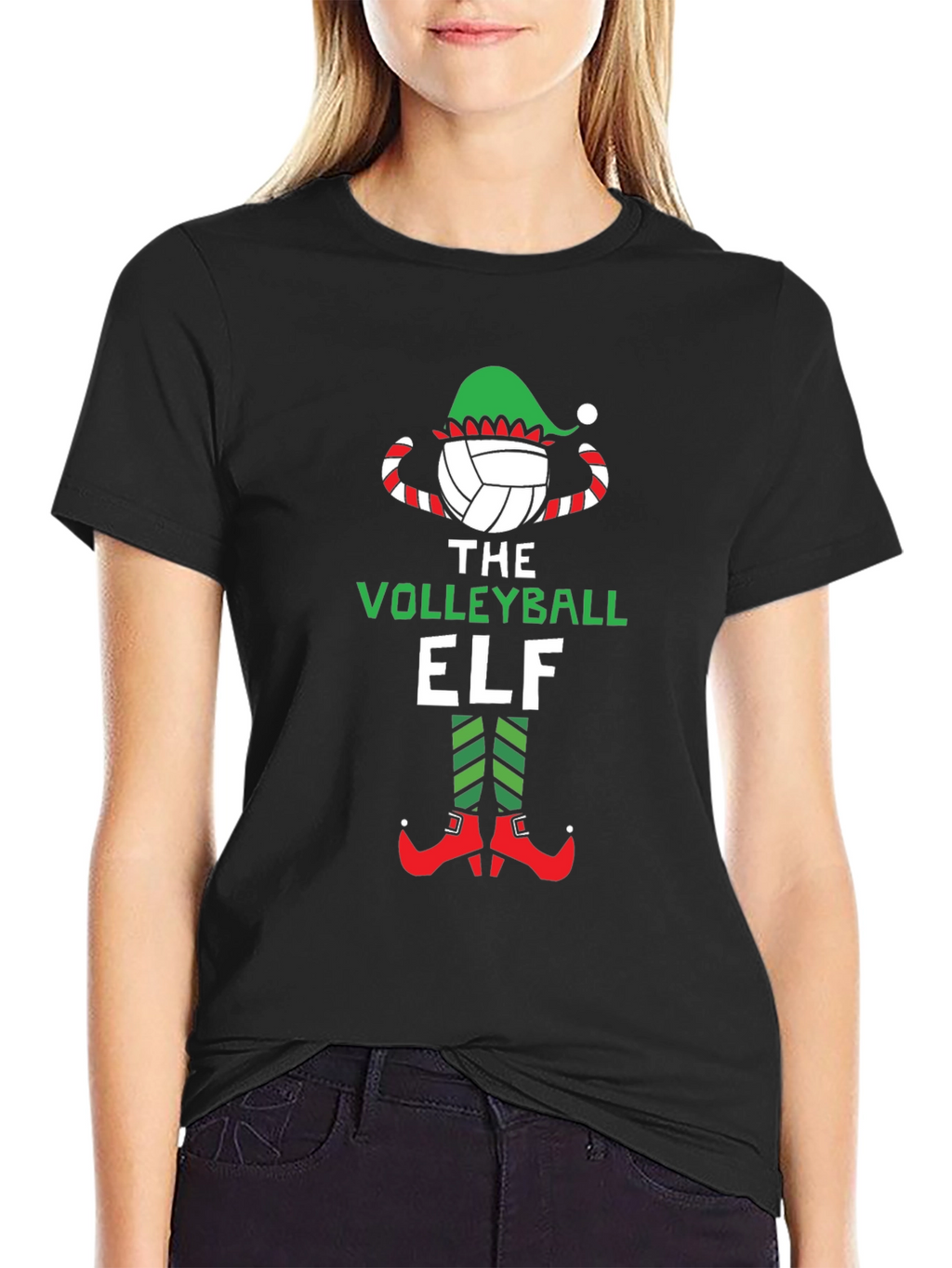 Volleyball Elf Graphic Tee - Christmas Holiday Shirt