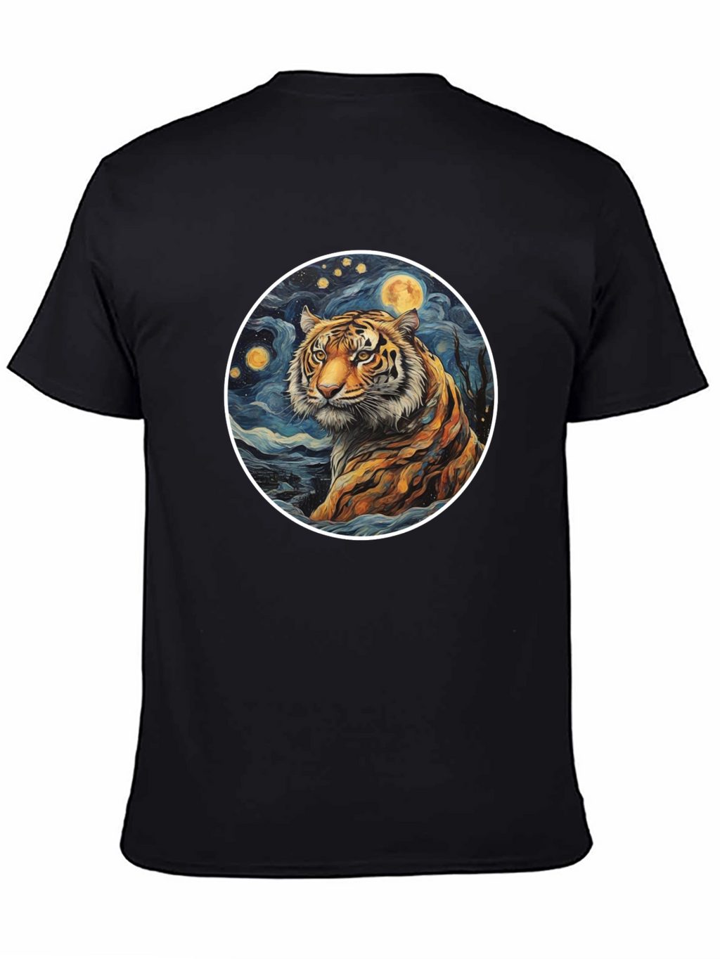 Tiger Moon Graphic Tee - Artistic Mens T-Shirt