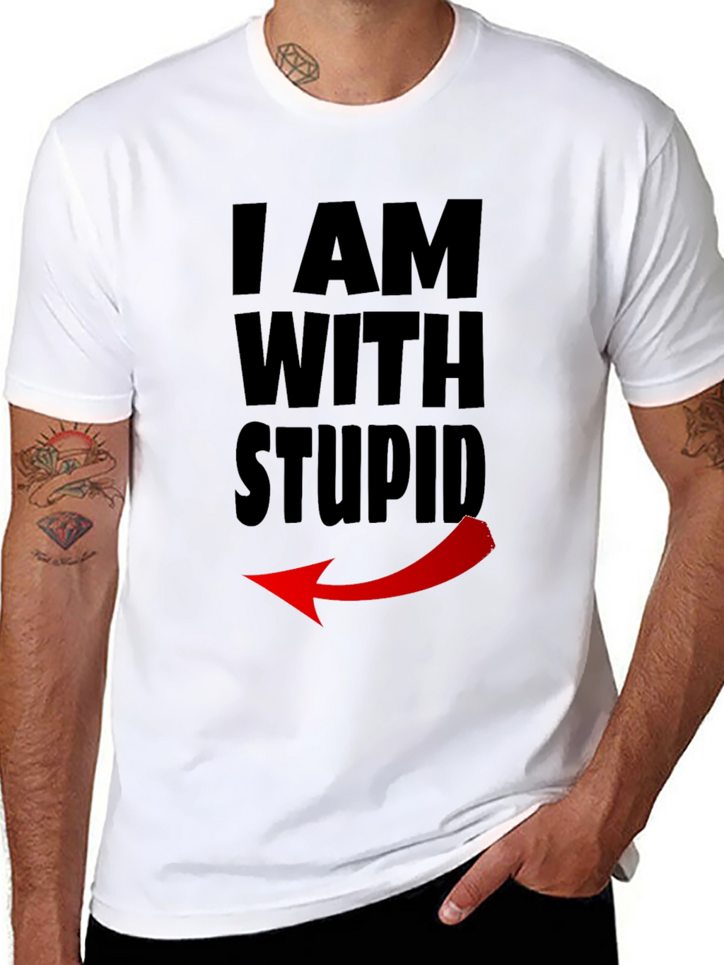 I Am With Stupid Funny Graphic Tee
