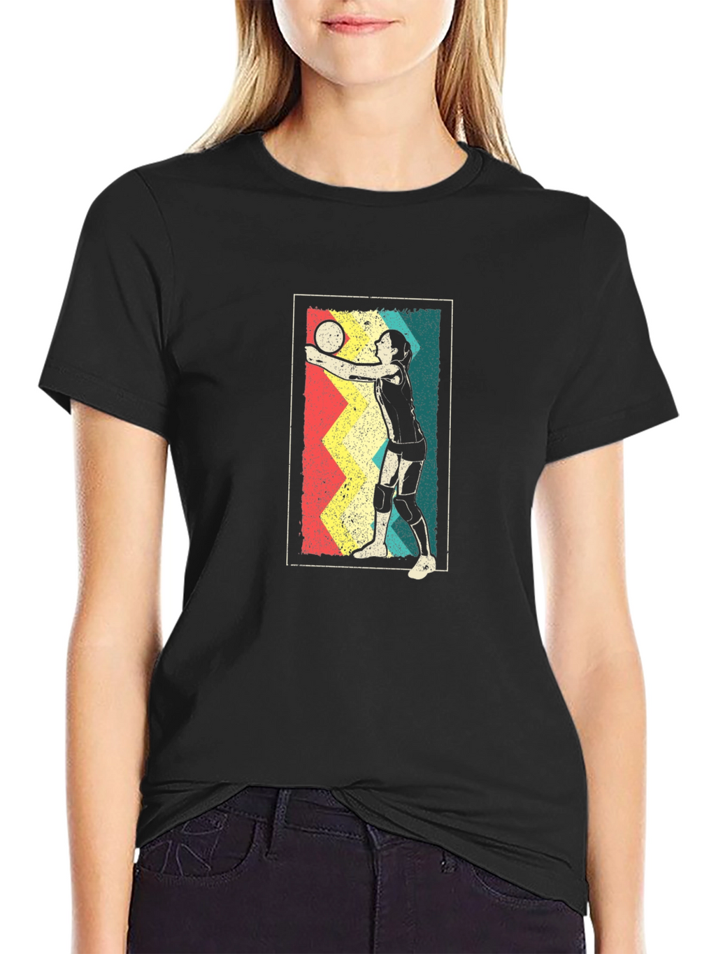 Retro Volleyball Player Graphic Tee