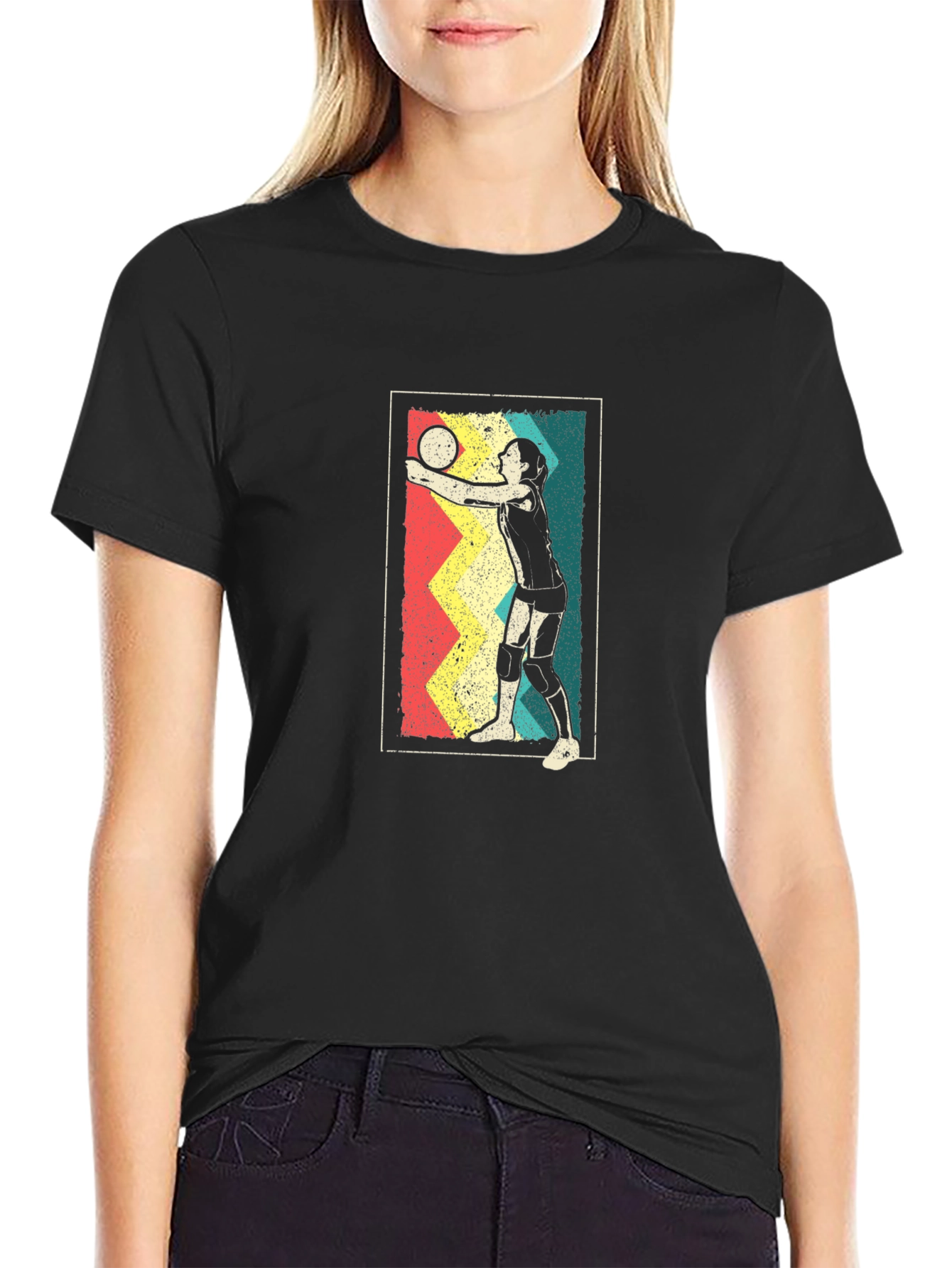Retro Volleyball Player Graphic Tee