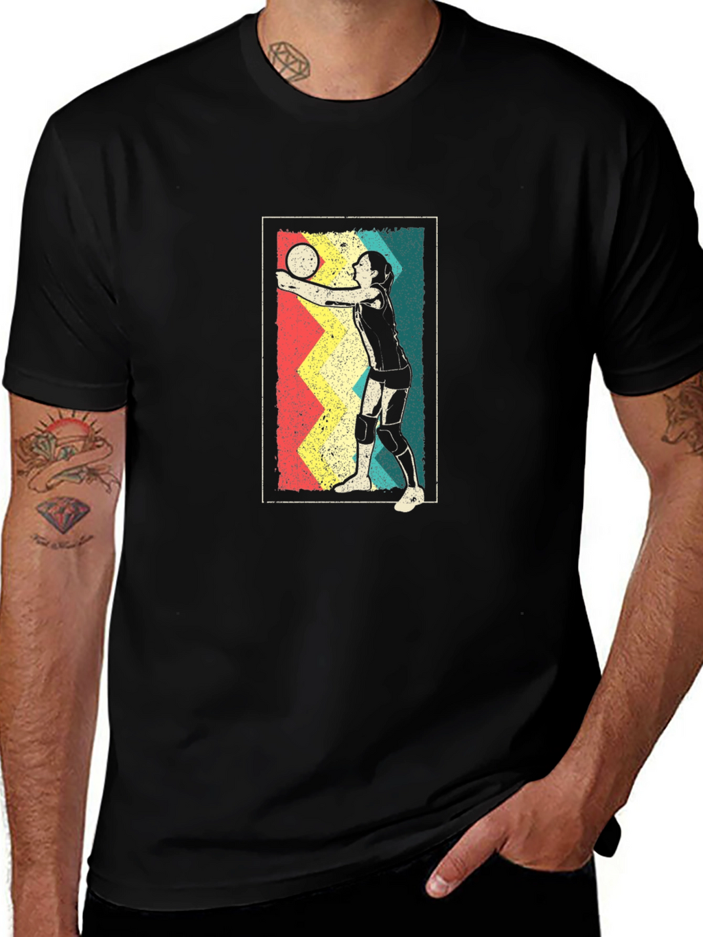 Retro Volleyball Player Graphic Tee