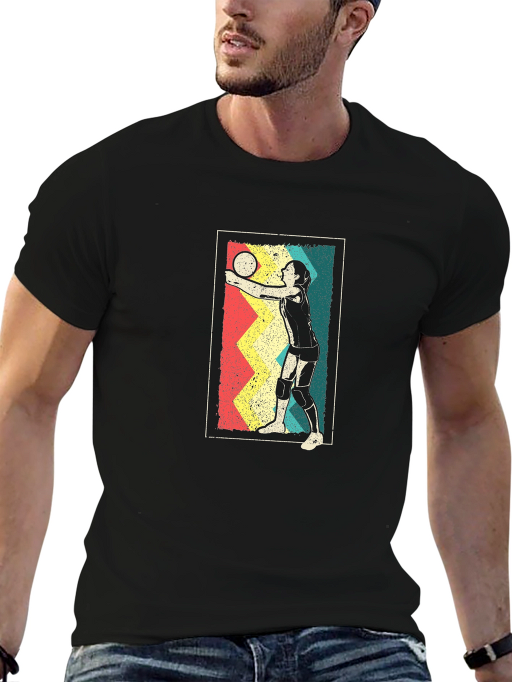 Retro Volleyball Player Graphic Tee