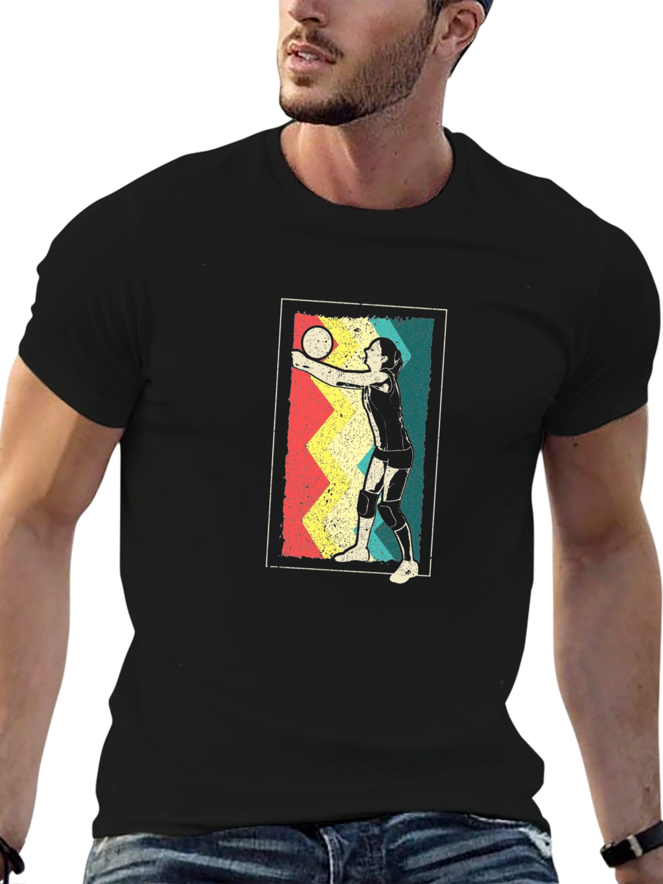Retro Volleyball Player Graphic Tee