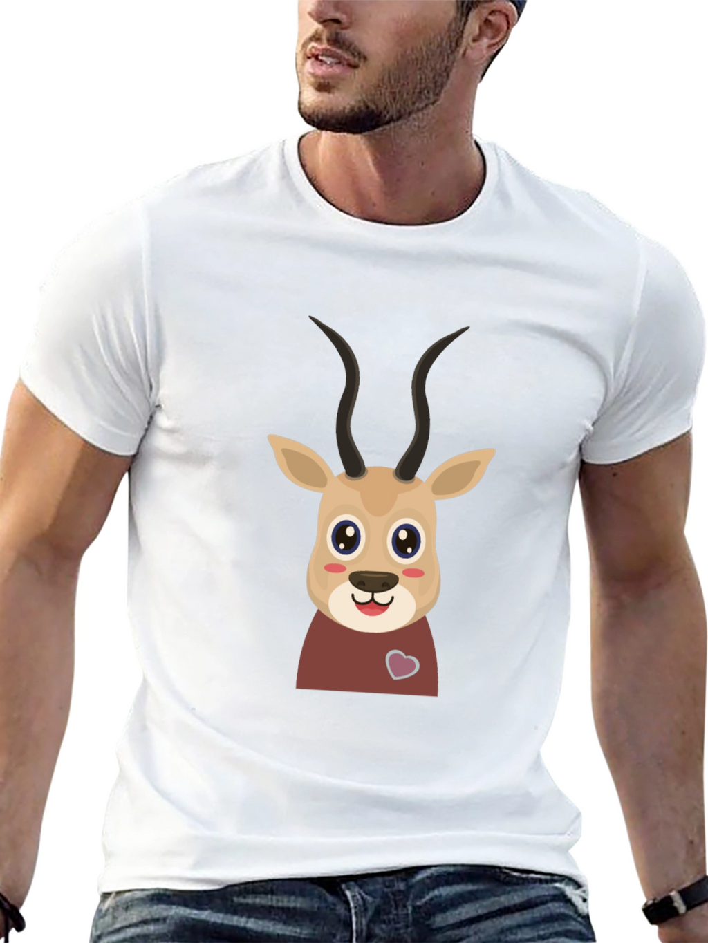 Cute Gazelle Graphic Tee - Black Cotton Blend Shirt