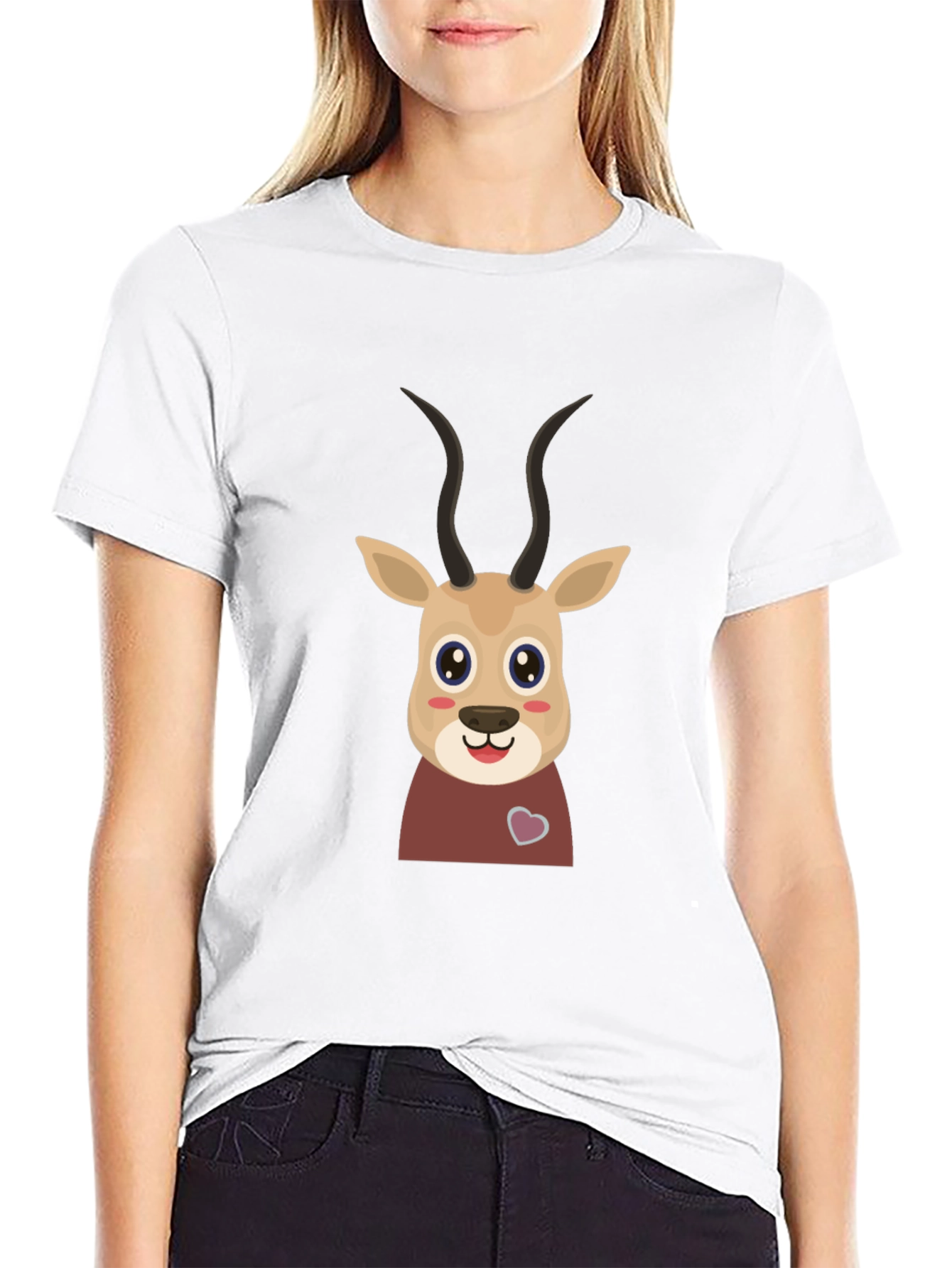 Cute Gazelle Graphic Tee - Black Cotton Blend Shirt