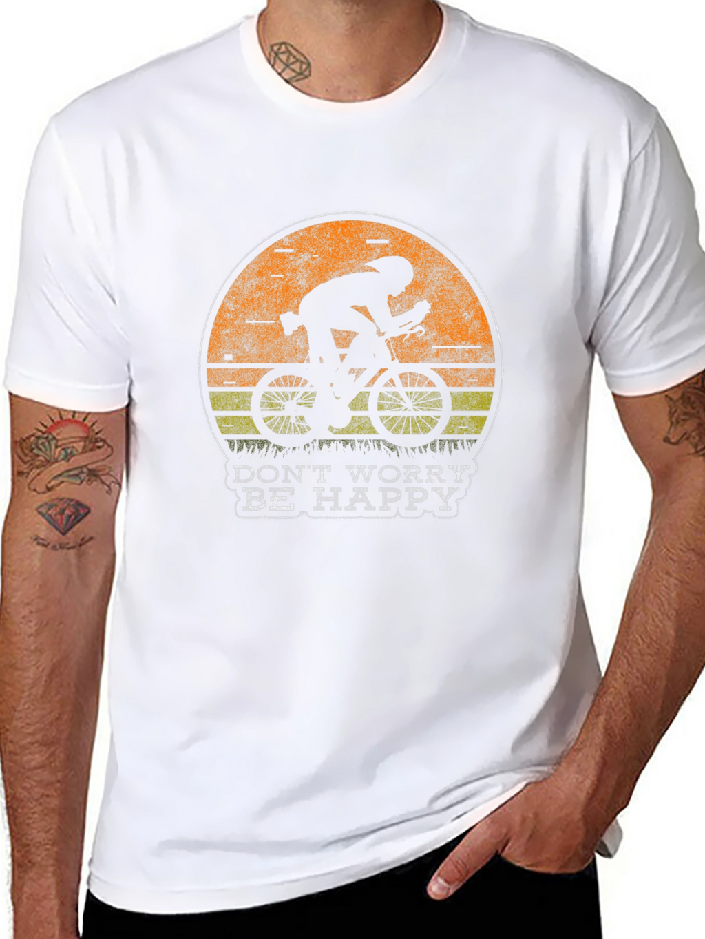 Dont Worry Be Happy Cycling Graphic T-Shirt