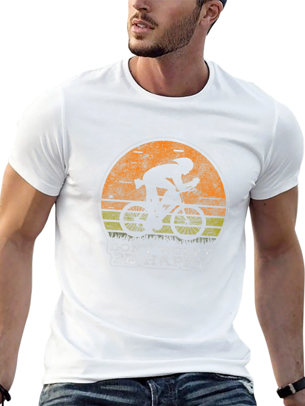 Dont Worry Be Happy Cycling Graphic T-Shirt