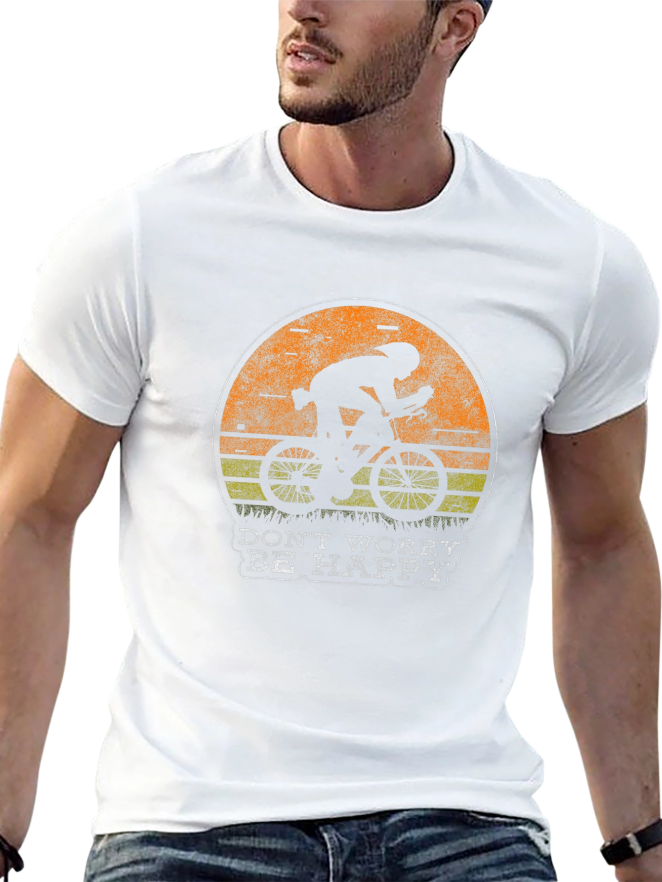 Dont Worry Be Happy Cycling Graphic T-Shirt