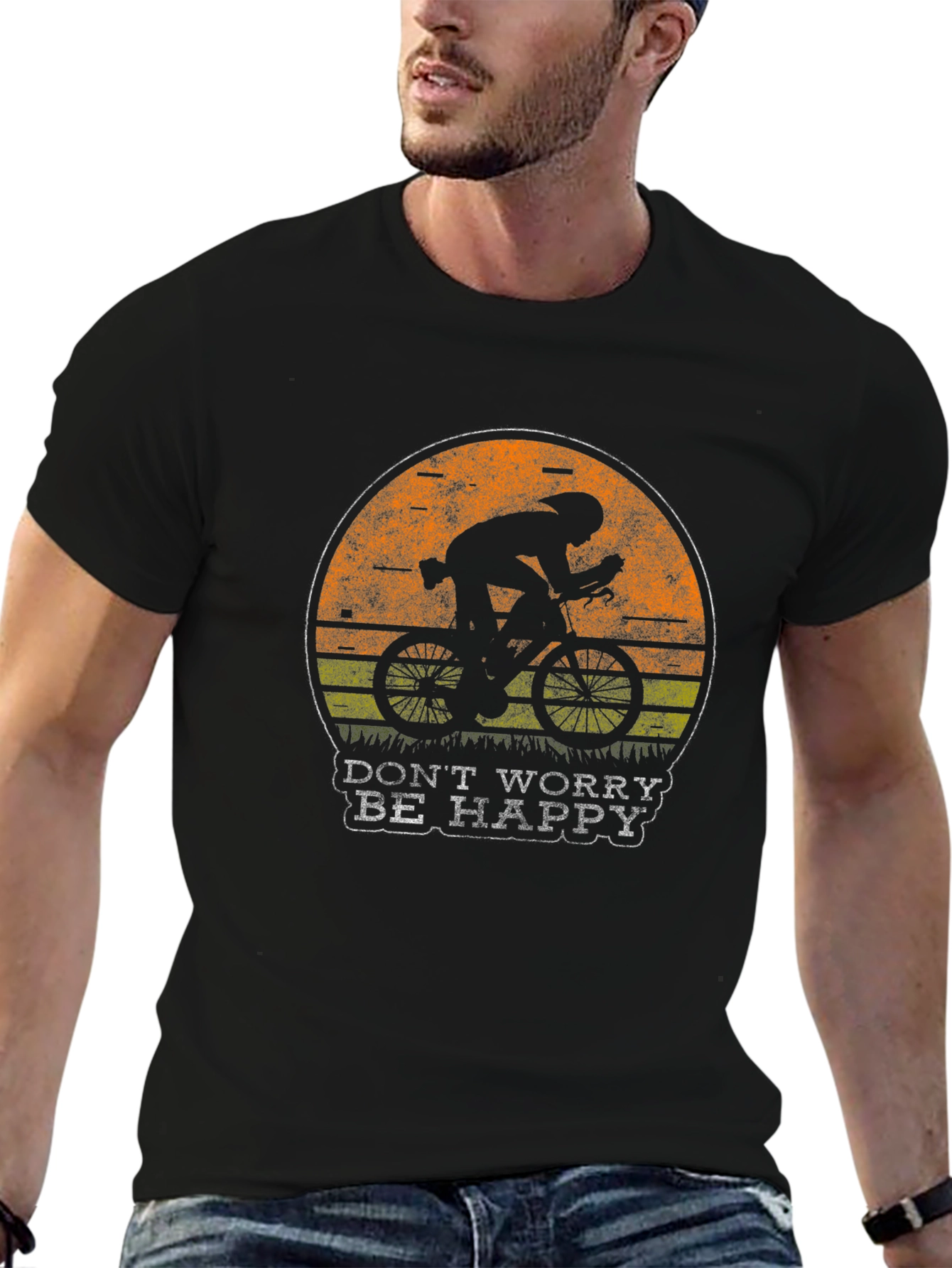 Dont Worry Be Happy Cycling Graphic T-Shirt