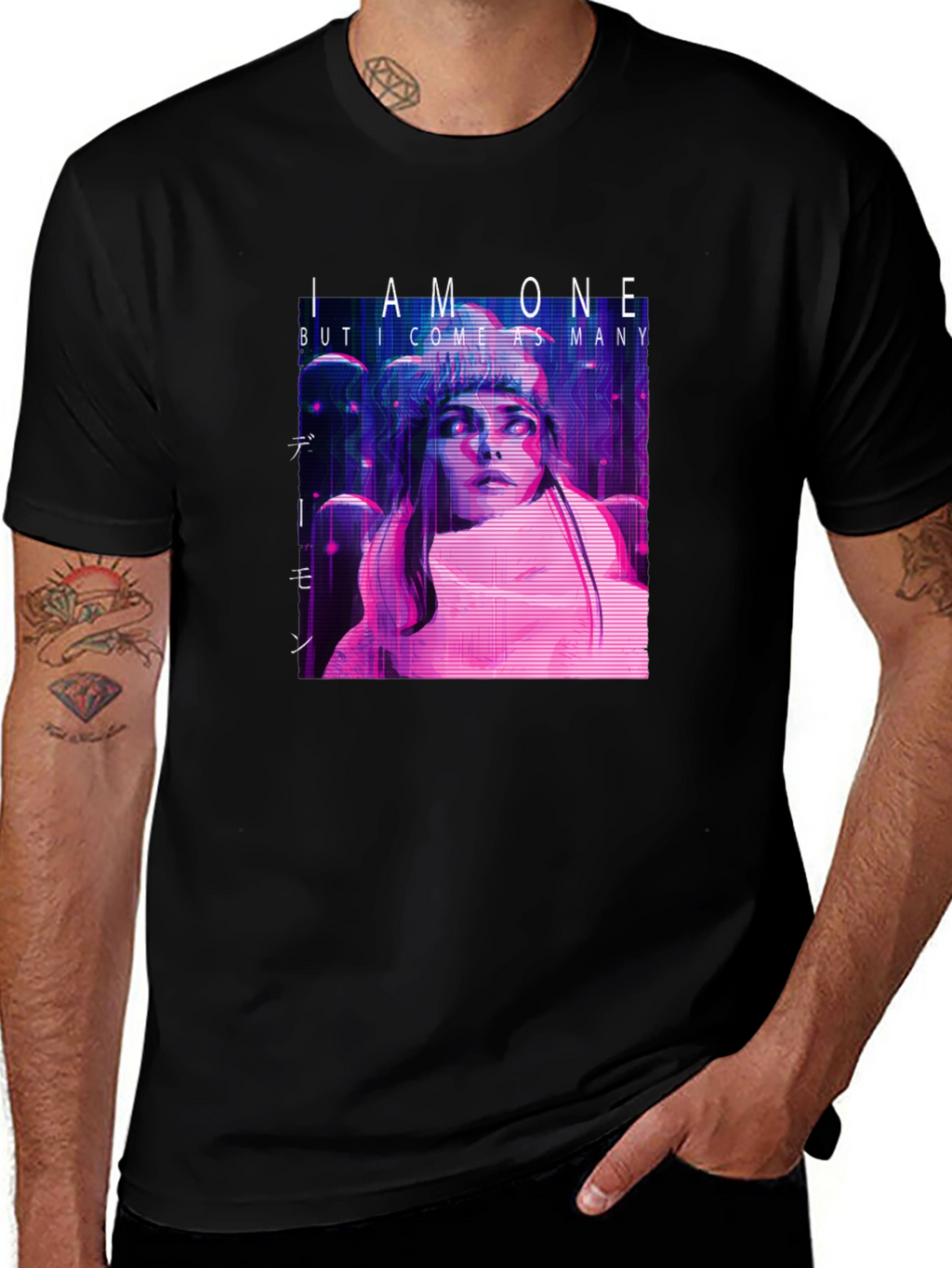 I Am One Graphic Print Black T-Shirt