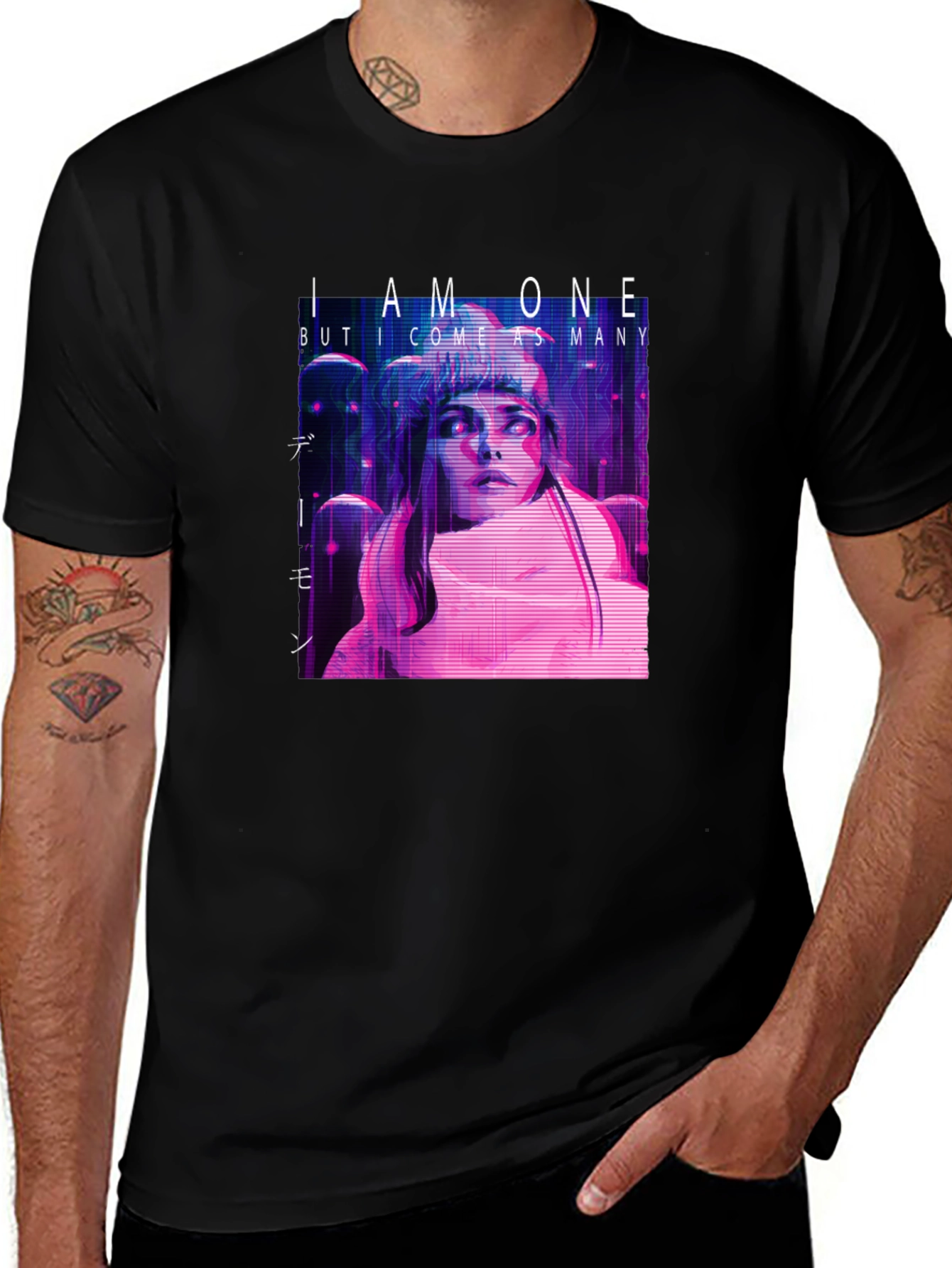 I Am One Graphic Print Black T-Shirt