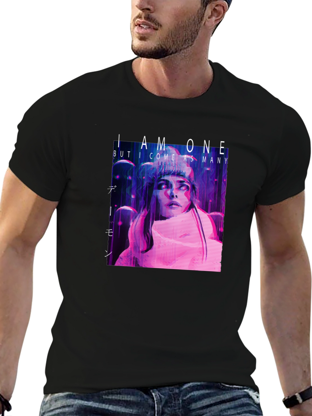I Am One Graphic Print Black T-Shirt