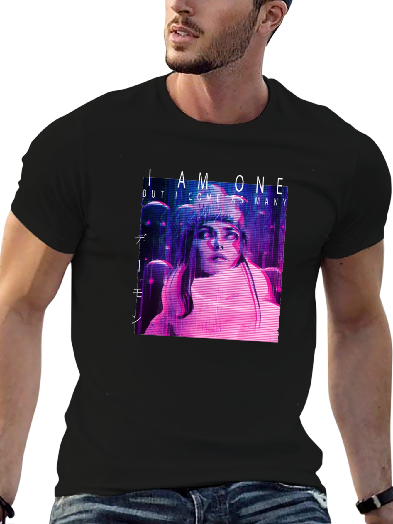I Am One Graphic Print Black T-Shirt