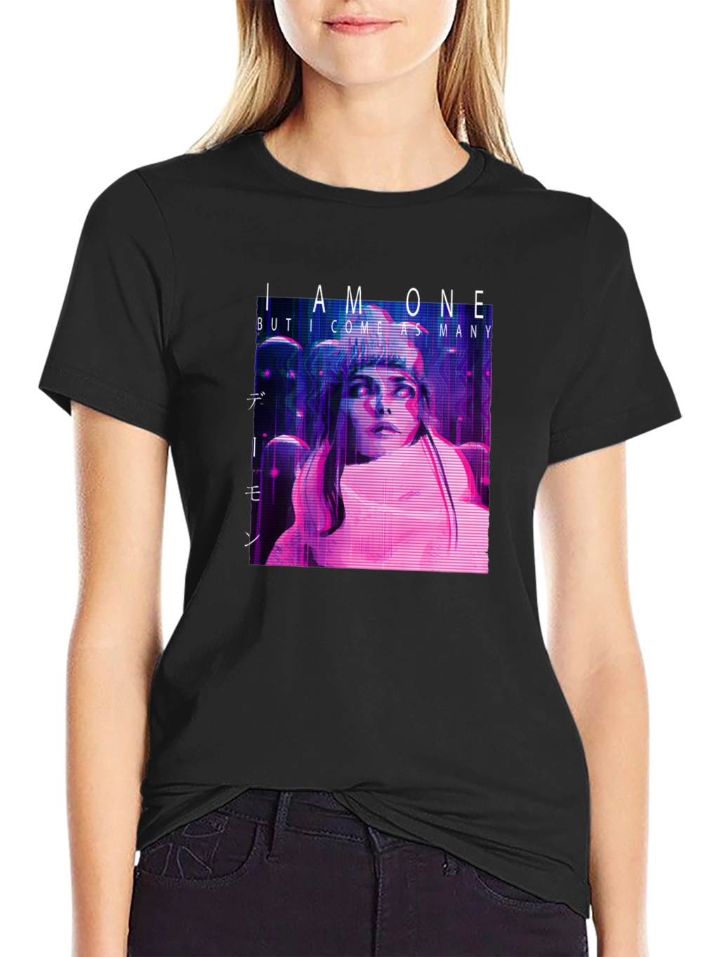 I Am One Graphic Print Black T-Shirt