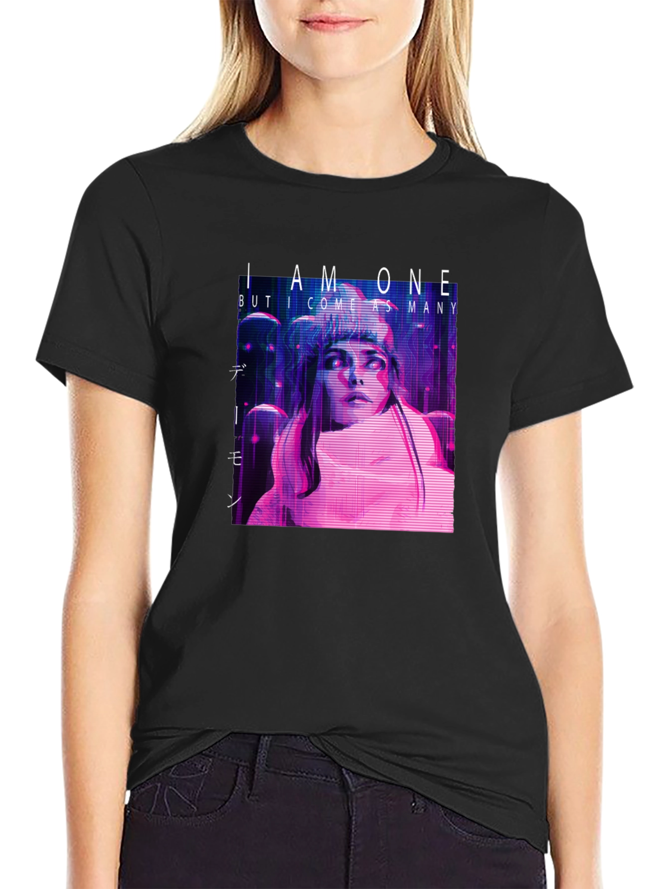 I Am One Graphic Print Black T-Shirt