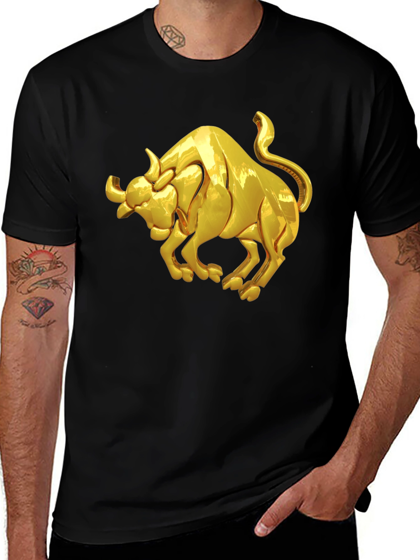 Golden Bull Graphic Black T-Shirt