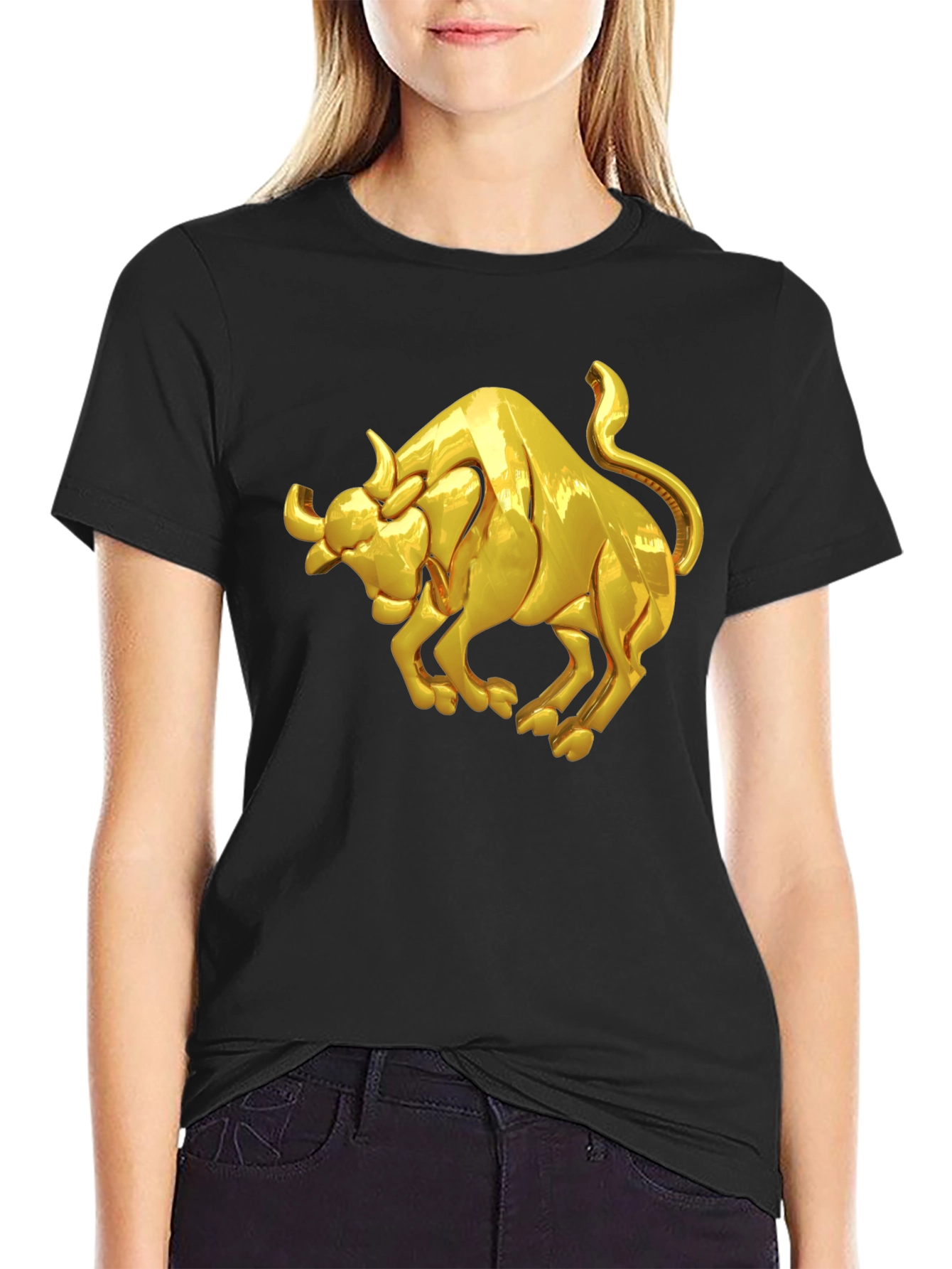 Golden Bull Graphic Black T-Shirt