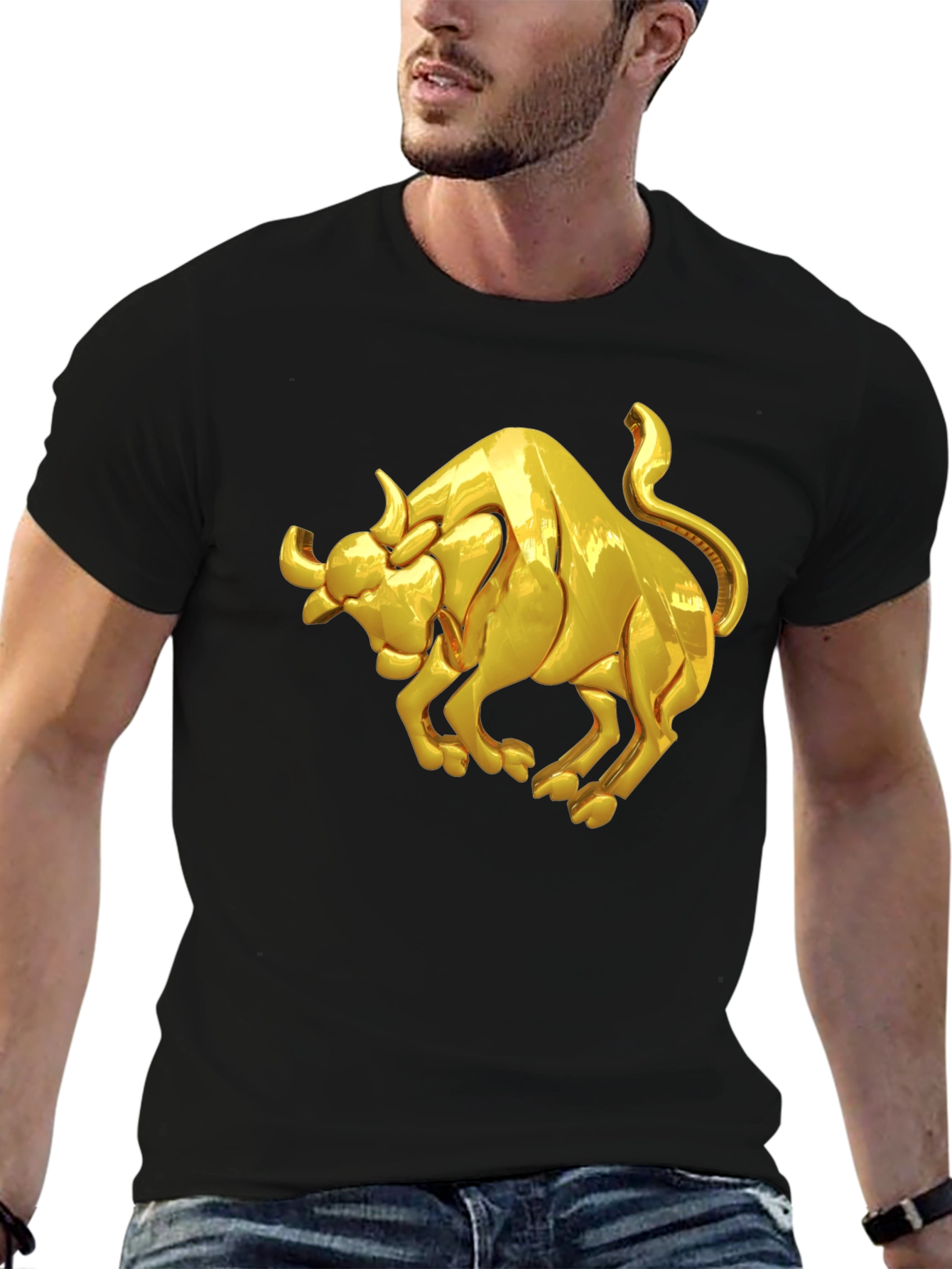 Golden Bull Graphic Black T-Shirt