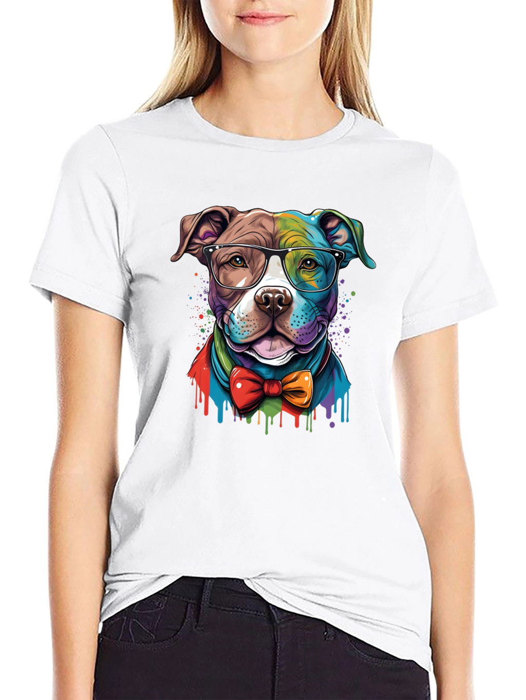 Dog with Glasses Graphic Tee - Black