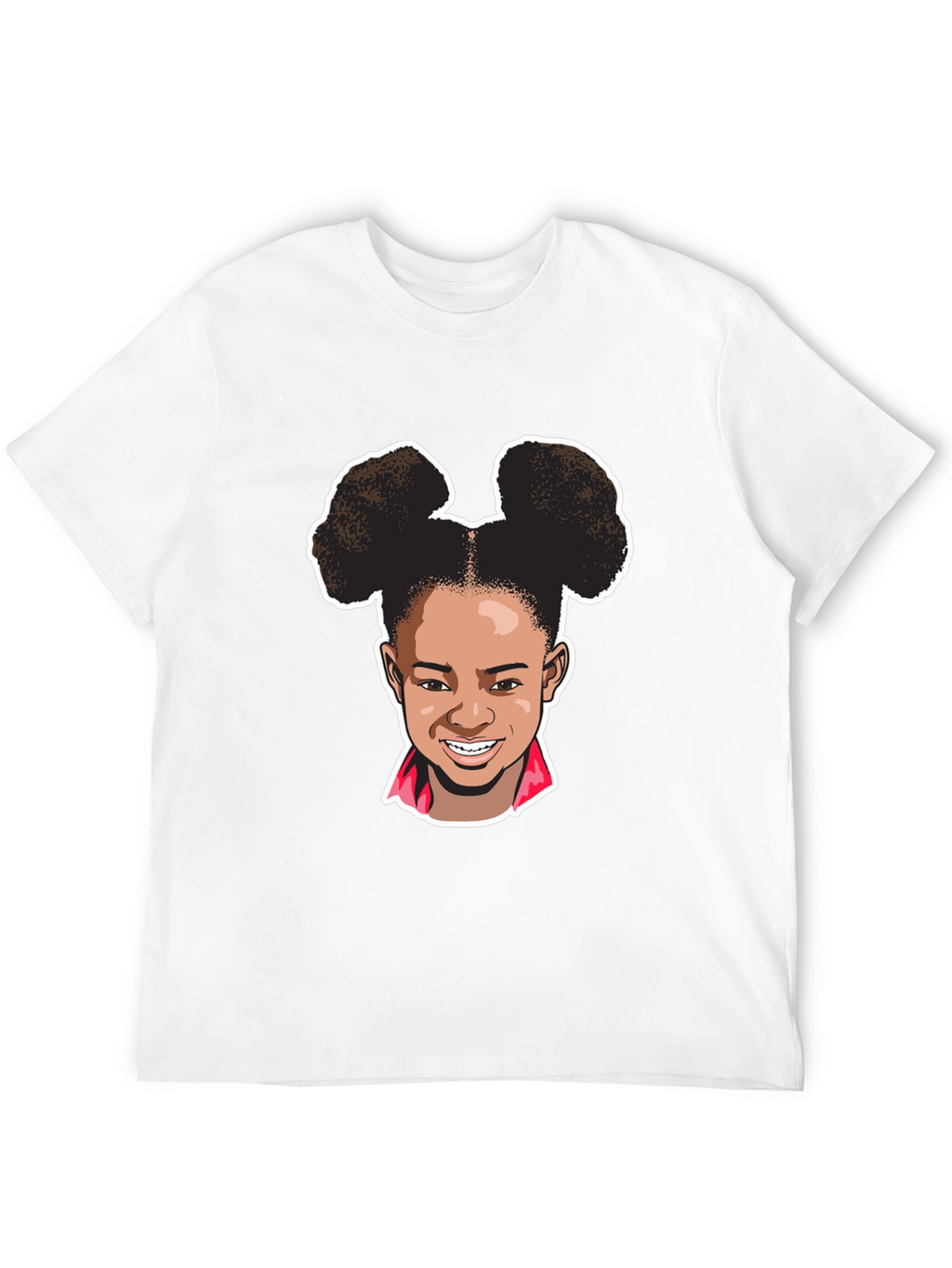 Cartoon Girl Graphic Tee - Black Cotton T-Shirt