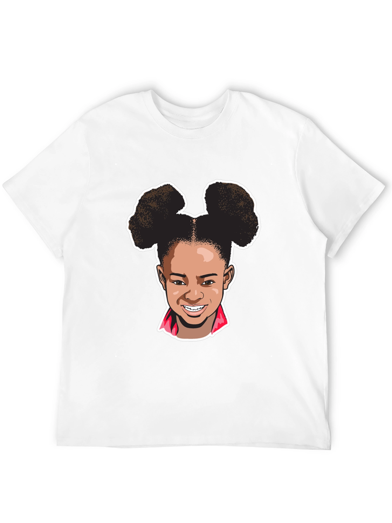 Cartoon Girl Graphic Tee - Black Cotton T-Shirt
