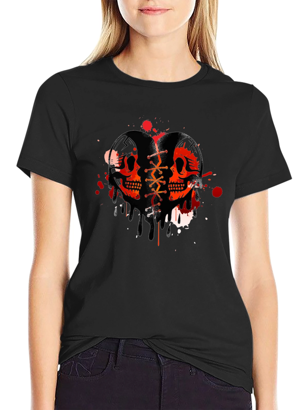 Skull Heart Graphic T-Shirt - Trendy Casual Tee