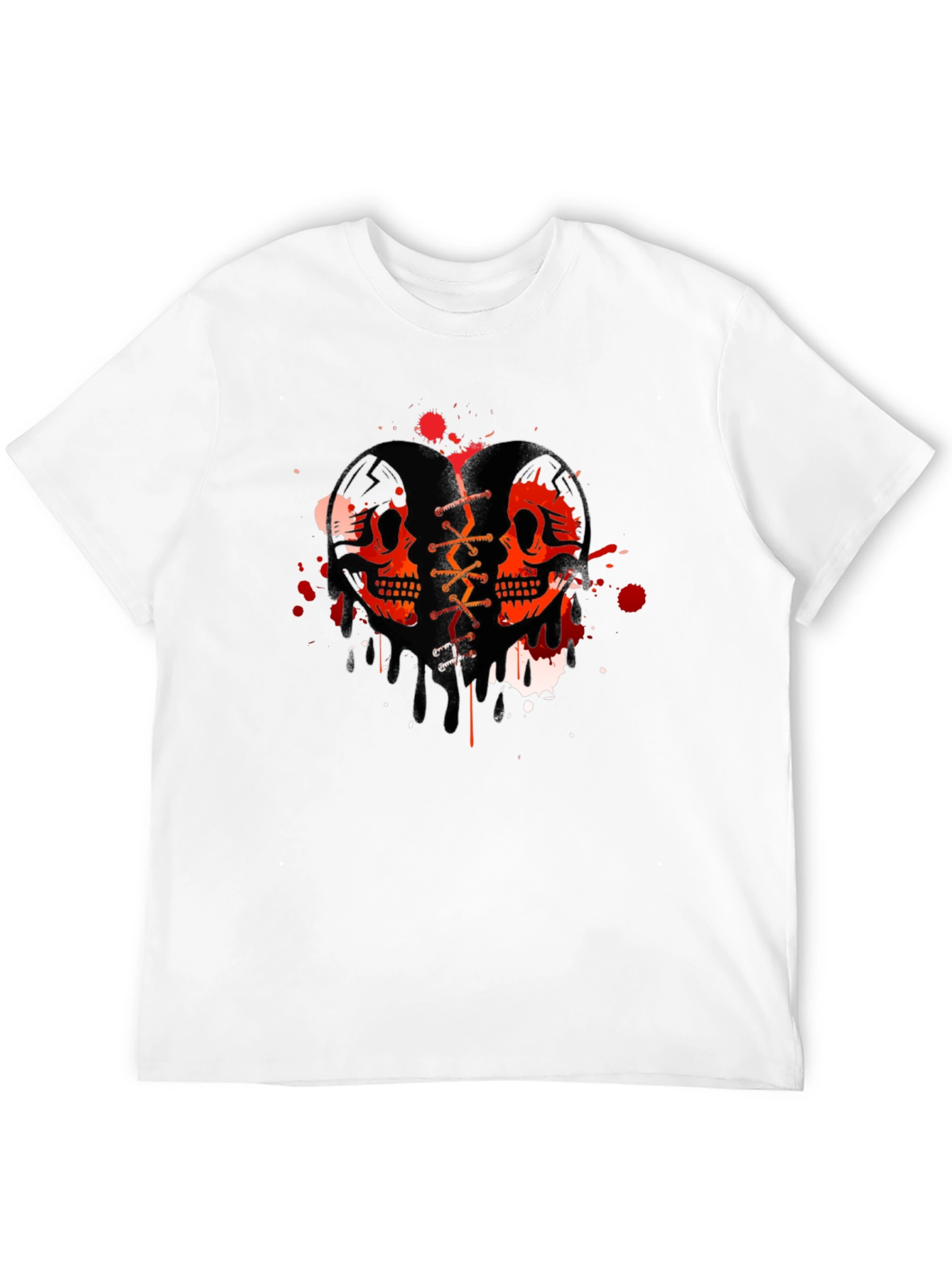 Skull Heart Graphic T-Shirt - Trendy Casual Tee