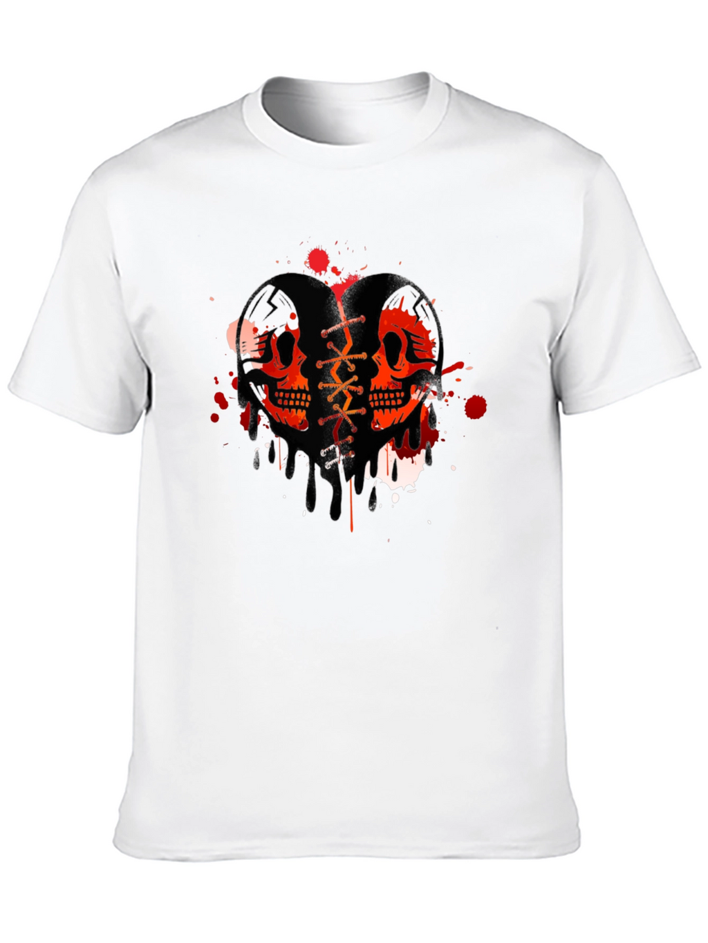 Skull Heart Graphic T-Shirt - Trendy Casual Tee