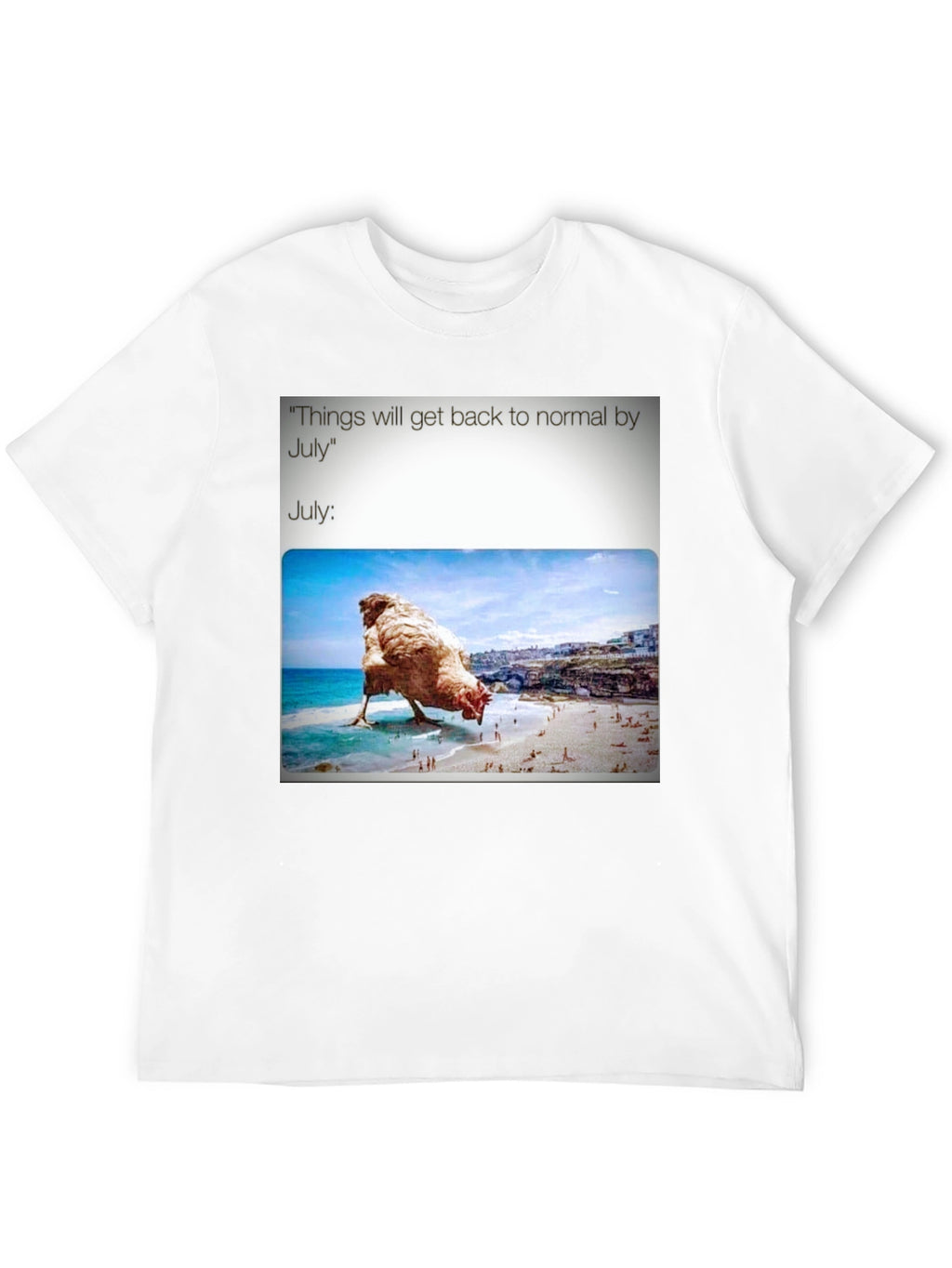 Humorous July Chicken Meme Graphic Tee